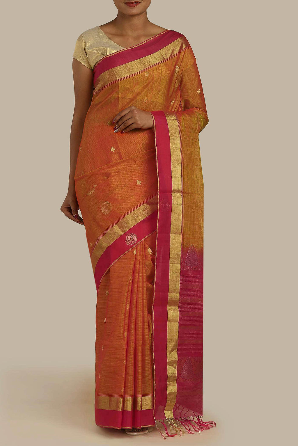 Mustard Silk Cotton Saree