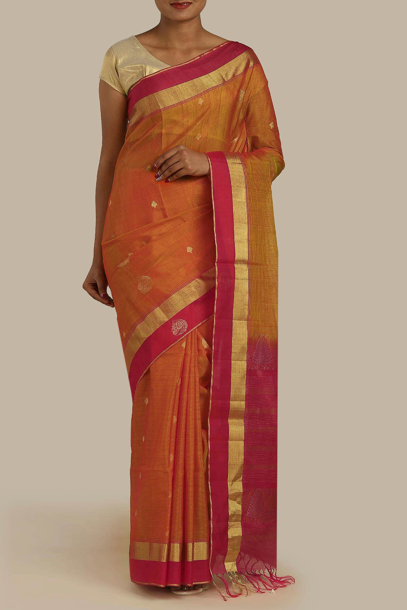 Mustard Silk Cotton Saree