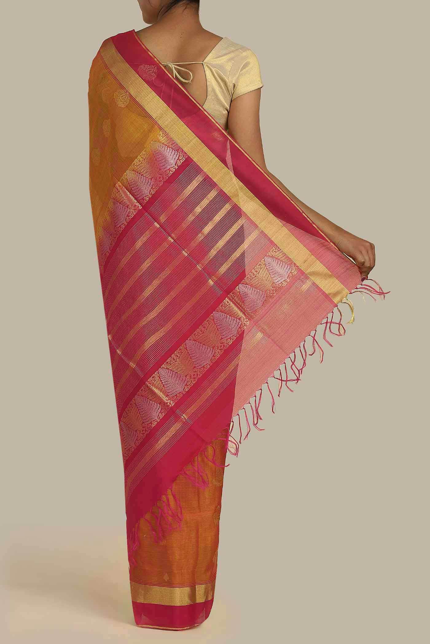 Mustard Silk Cotton Saree