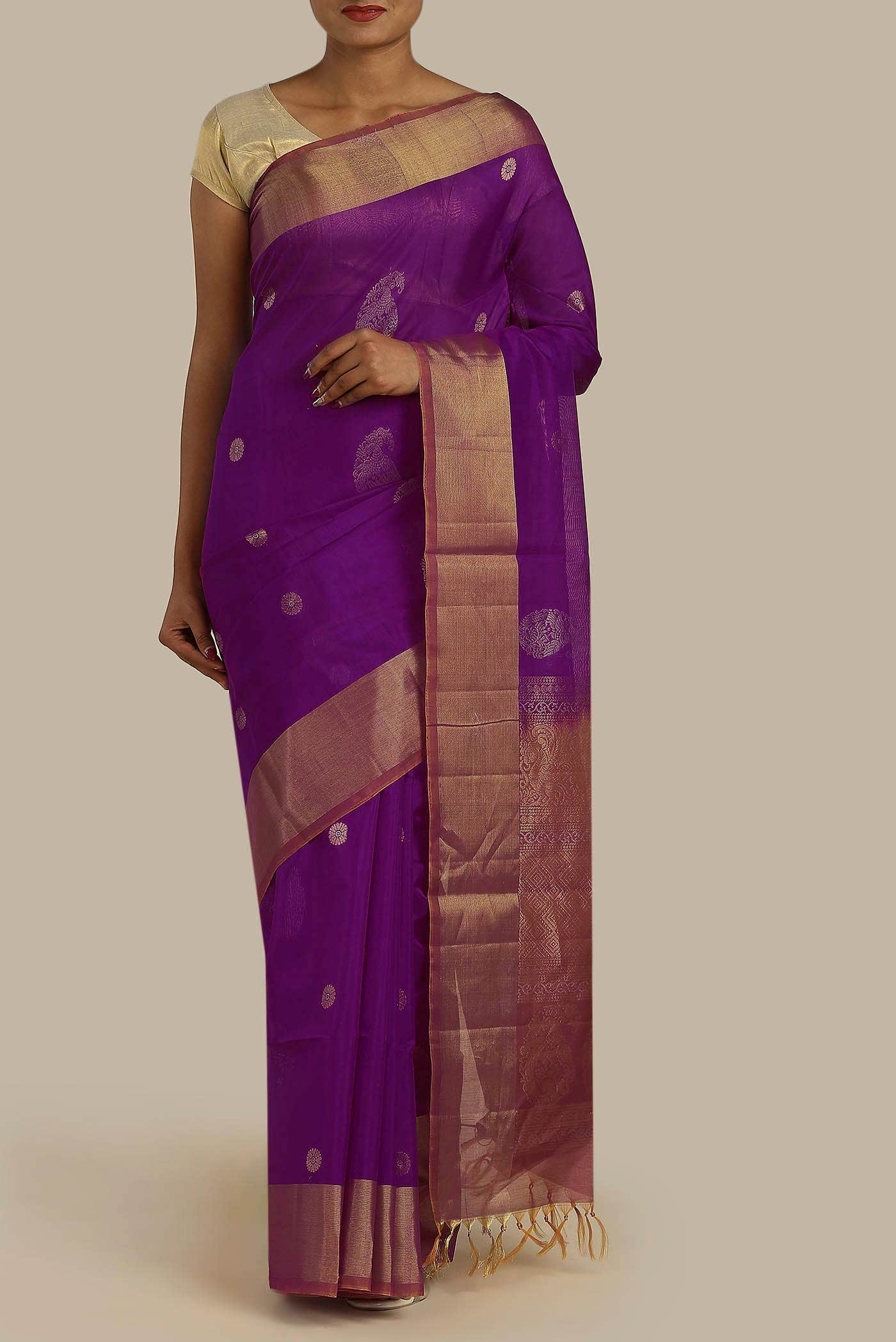 Purple Silk Cotton Saree