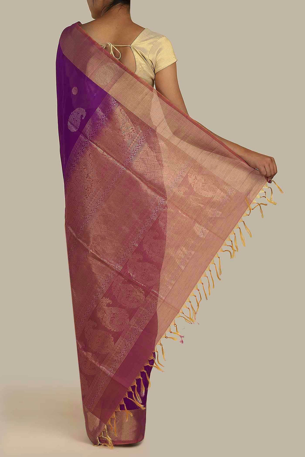 Purple Silk Cotton Saree