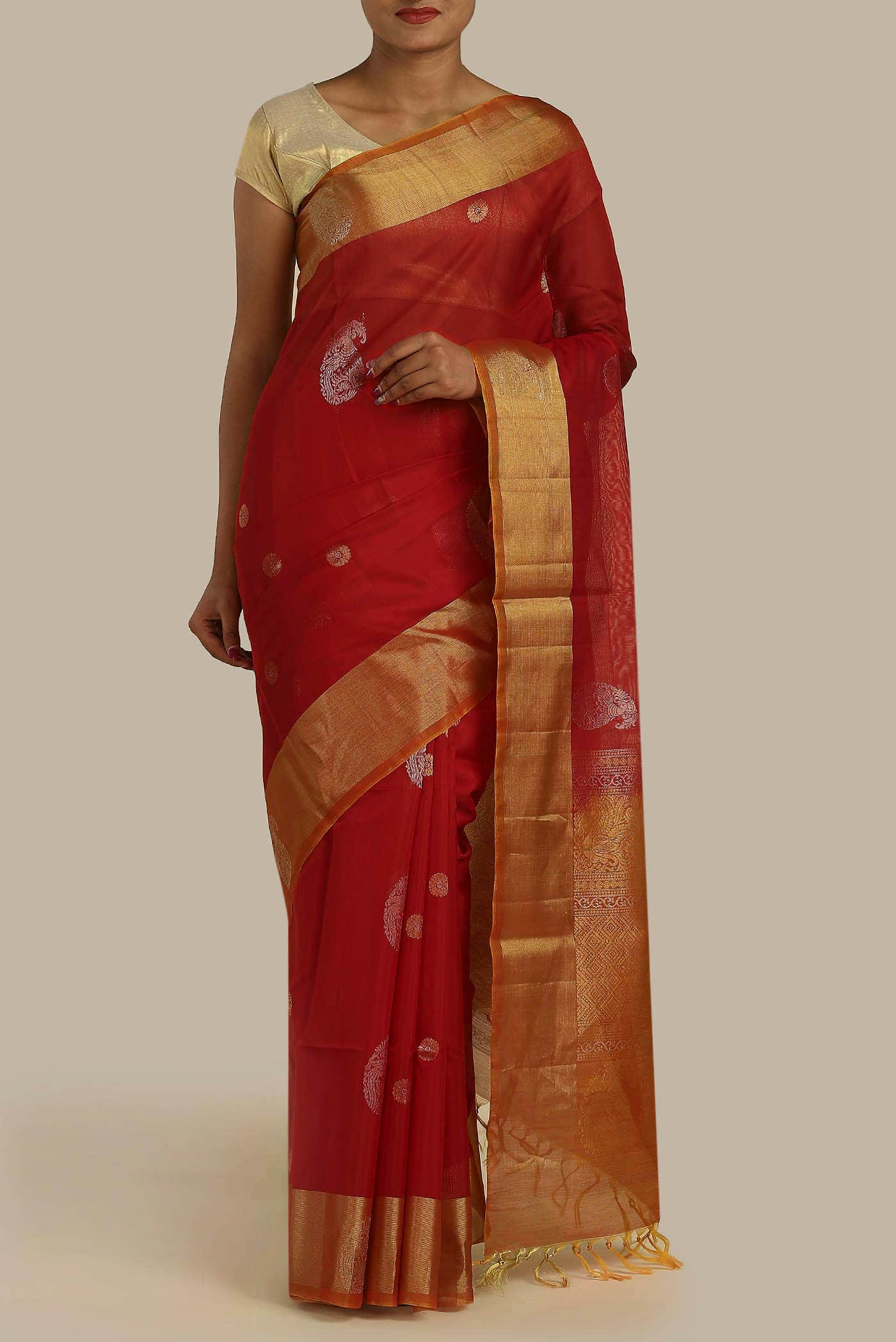 Red Silk Cotton Saree