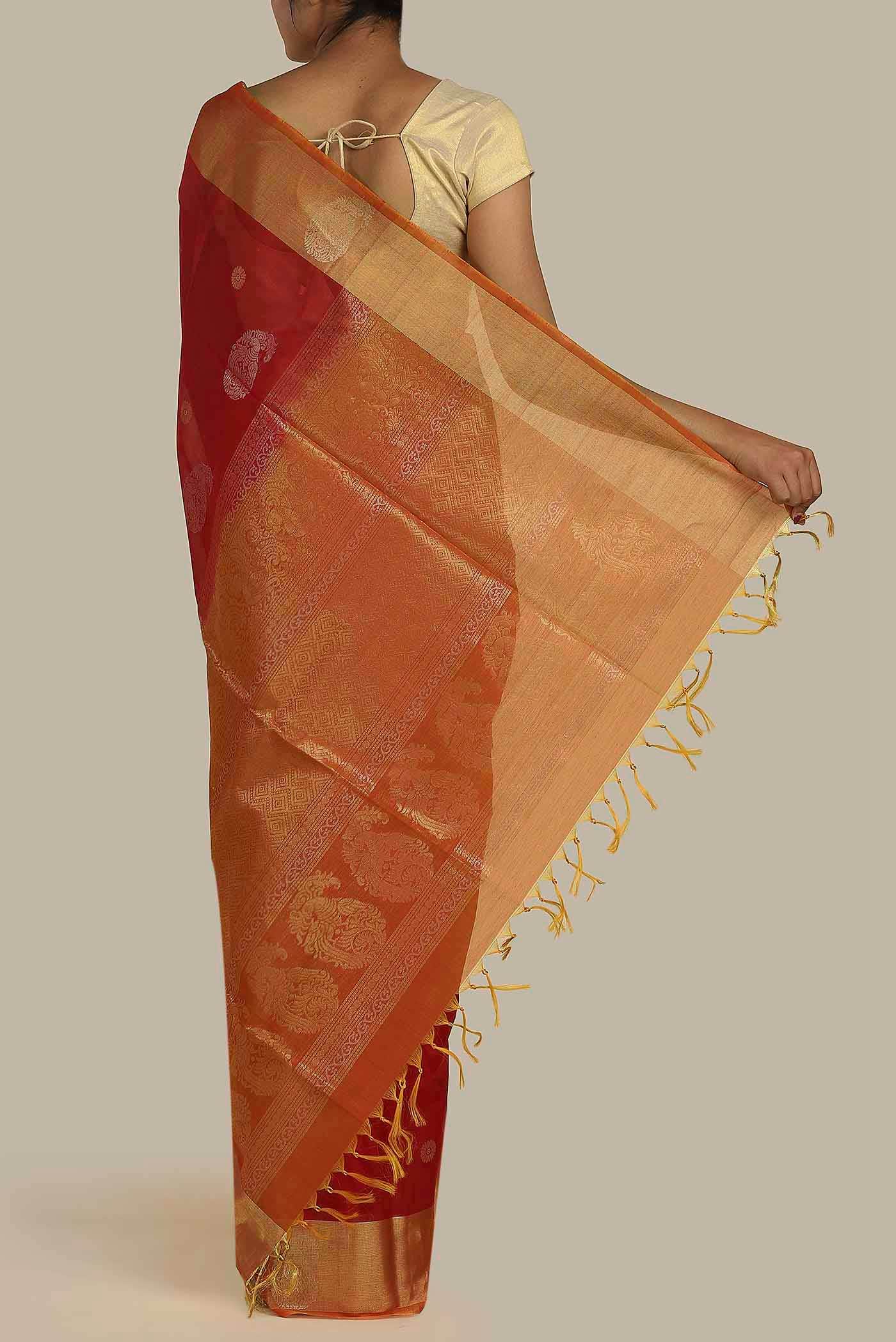 Red Silk Cotton Saree
