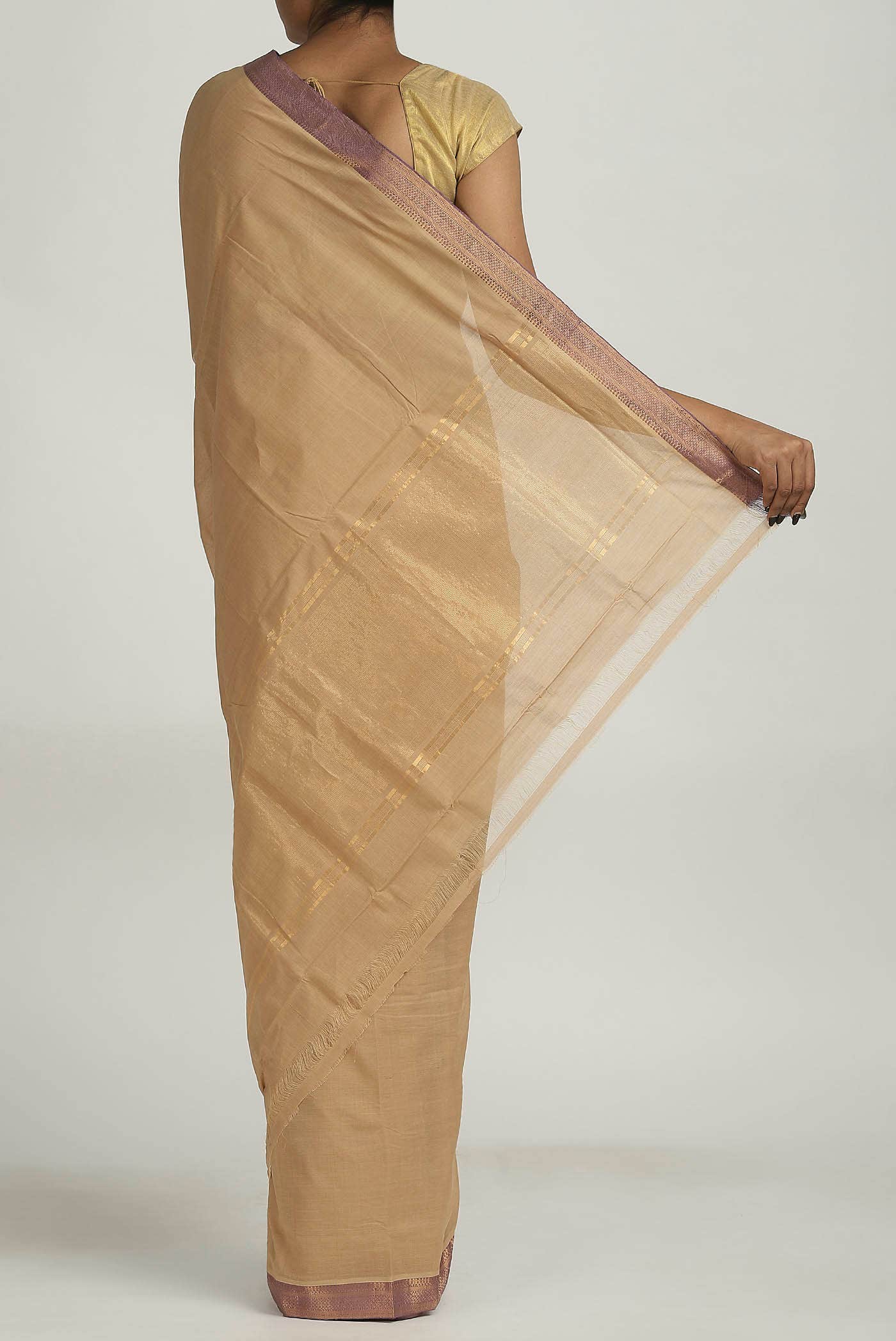 Beige Mangalagiri Cotton Saree