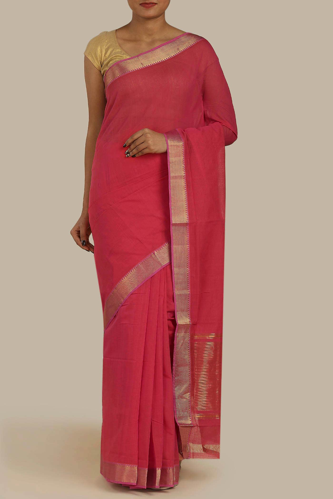 Red Mangalagiri Cotton Saree