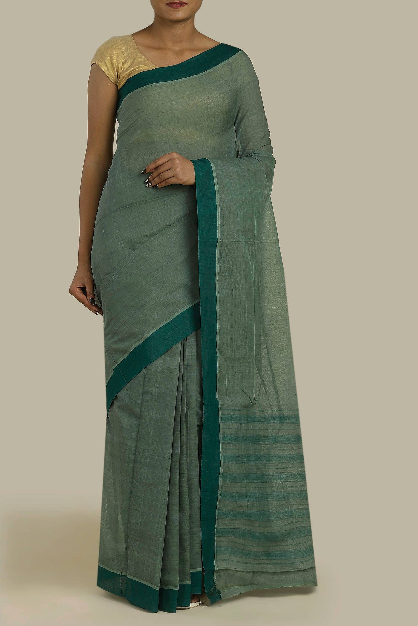 Green Cotton Saree