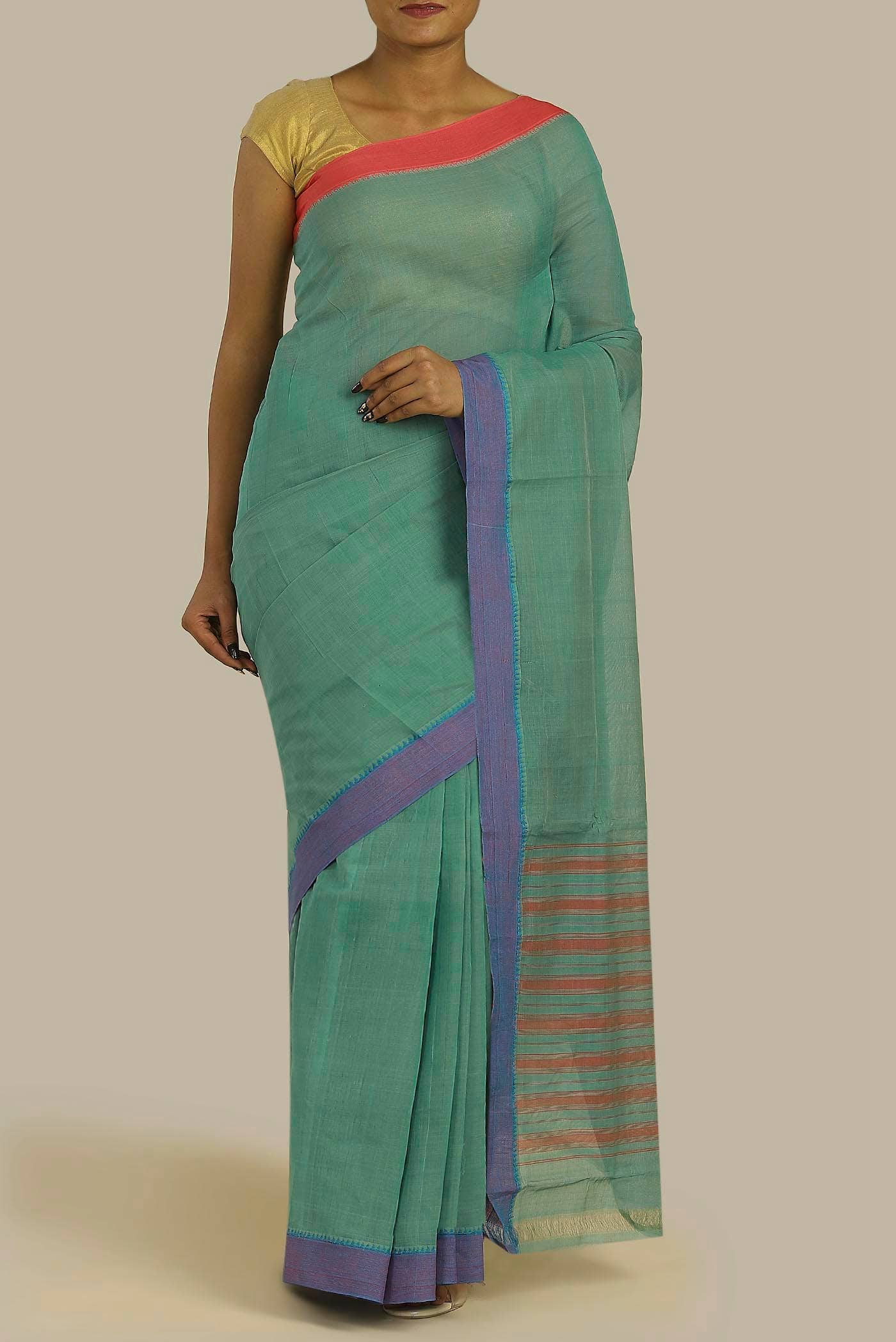 Green Cotton Saree