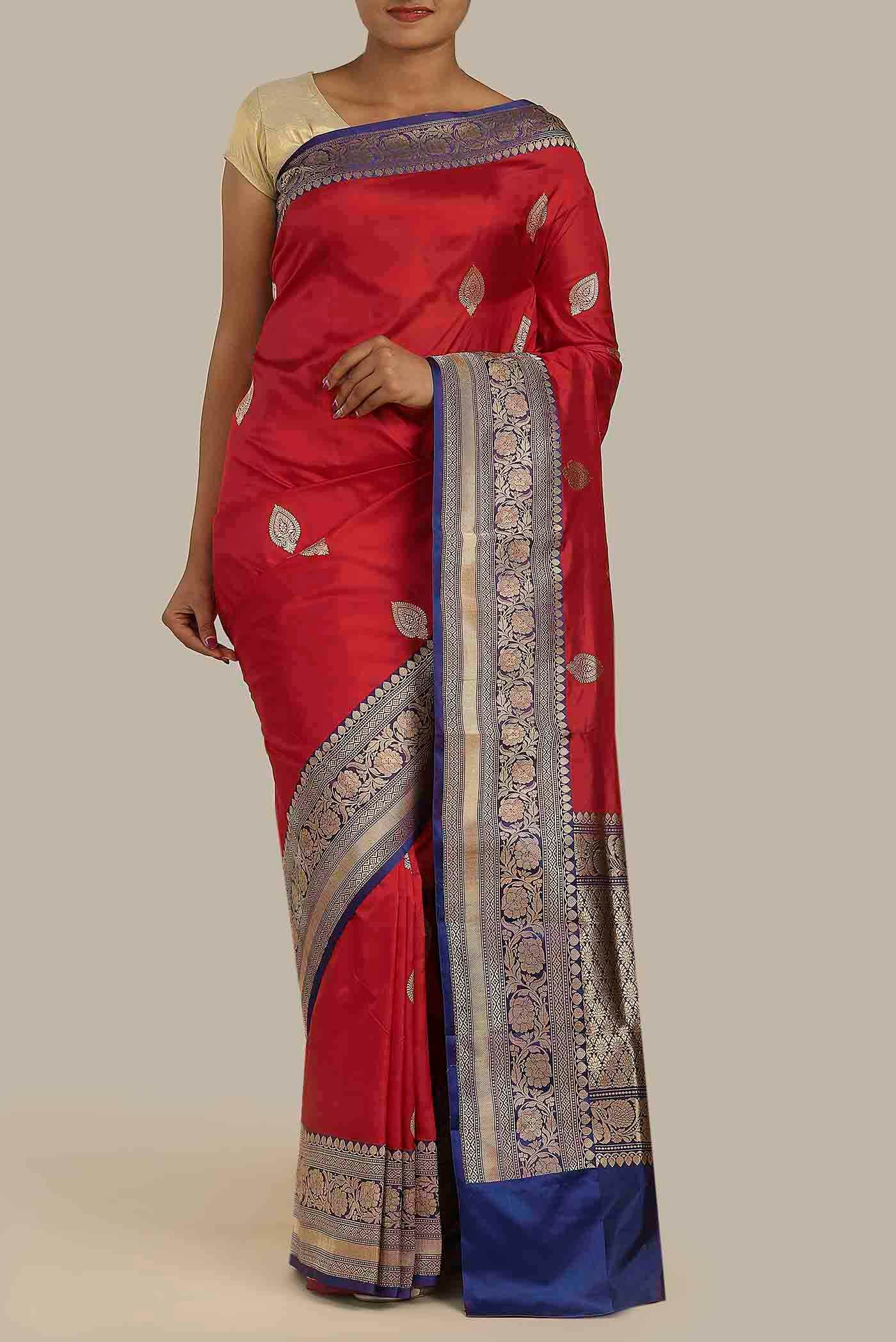 Red Banarasi Katan Silk Saree