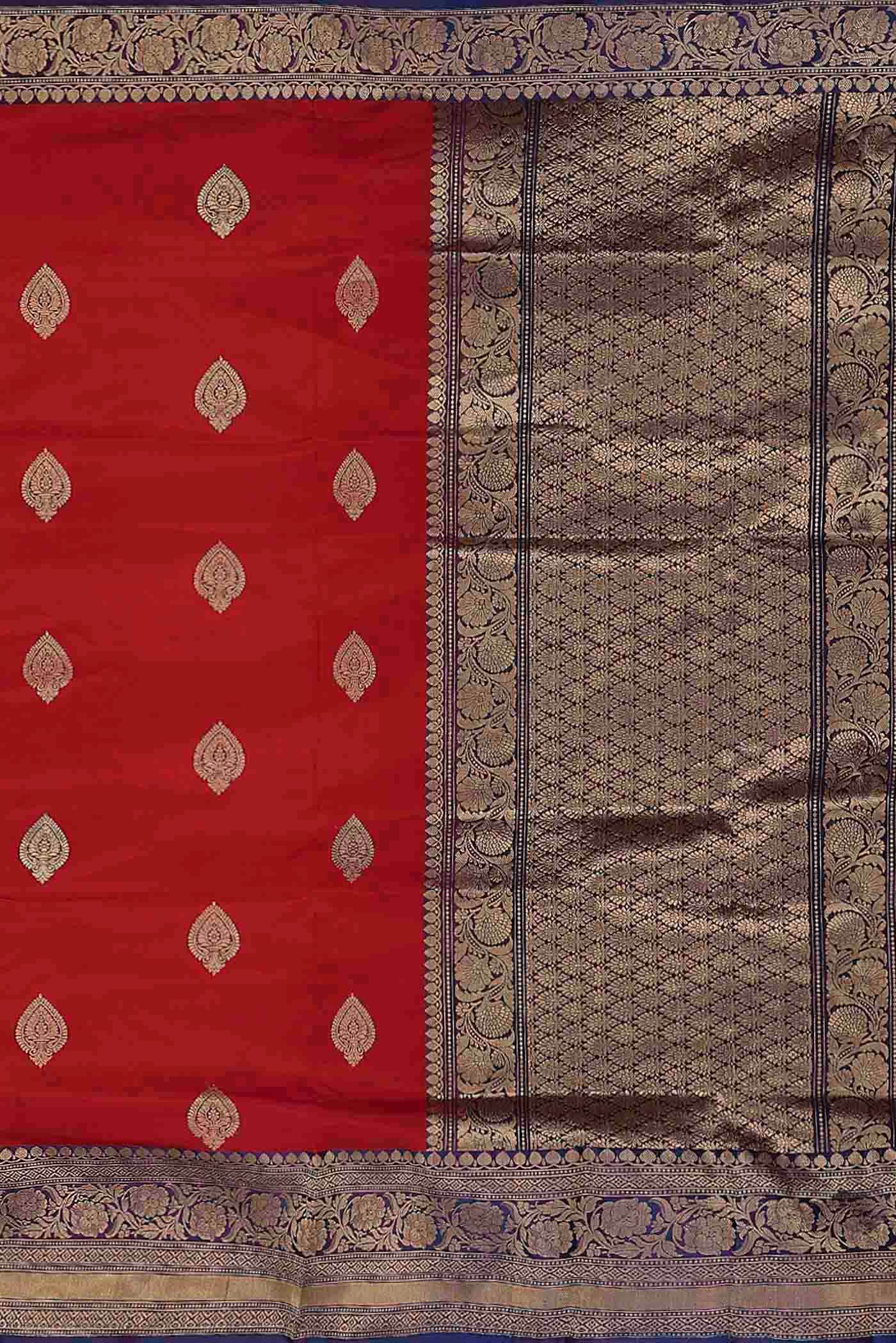 Red Banarasi Katan Silk Saree
