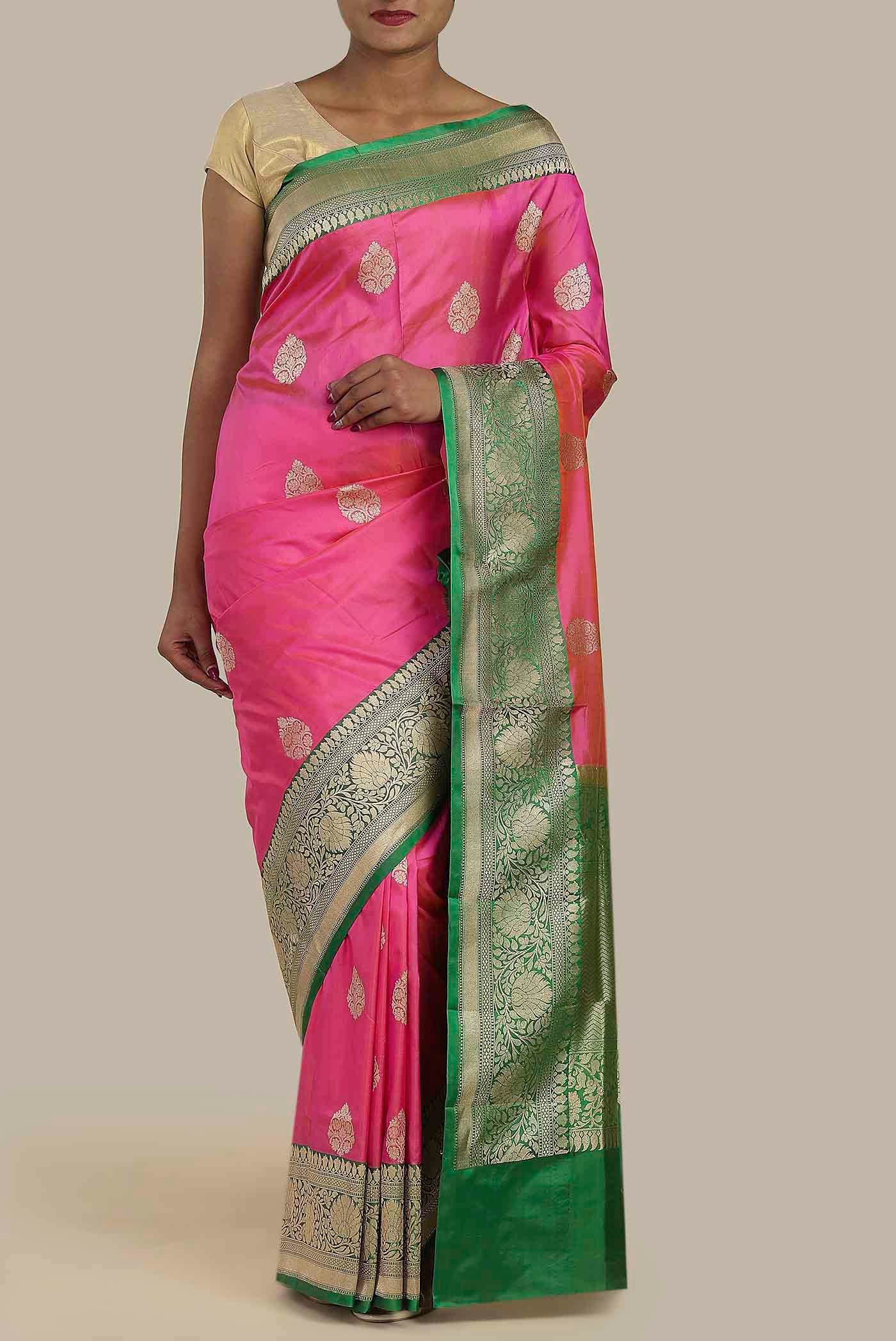 Pink Banarasi Katan Silk Saree