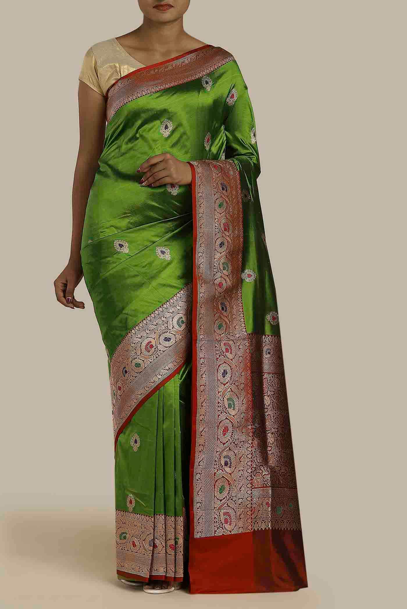 Green Banarasi Katan Silk Saree
