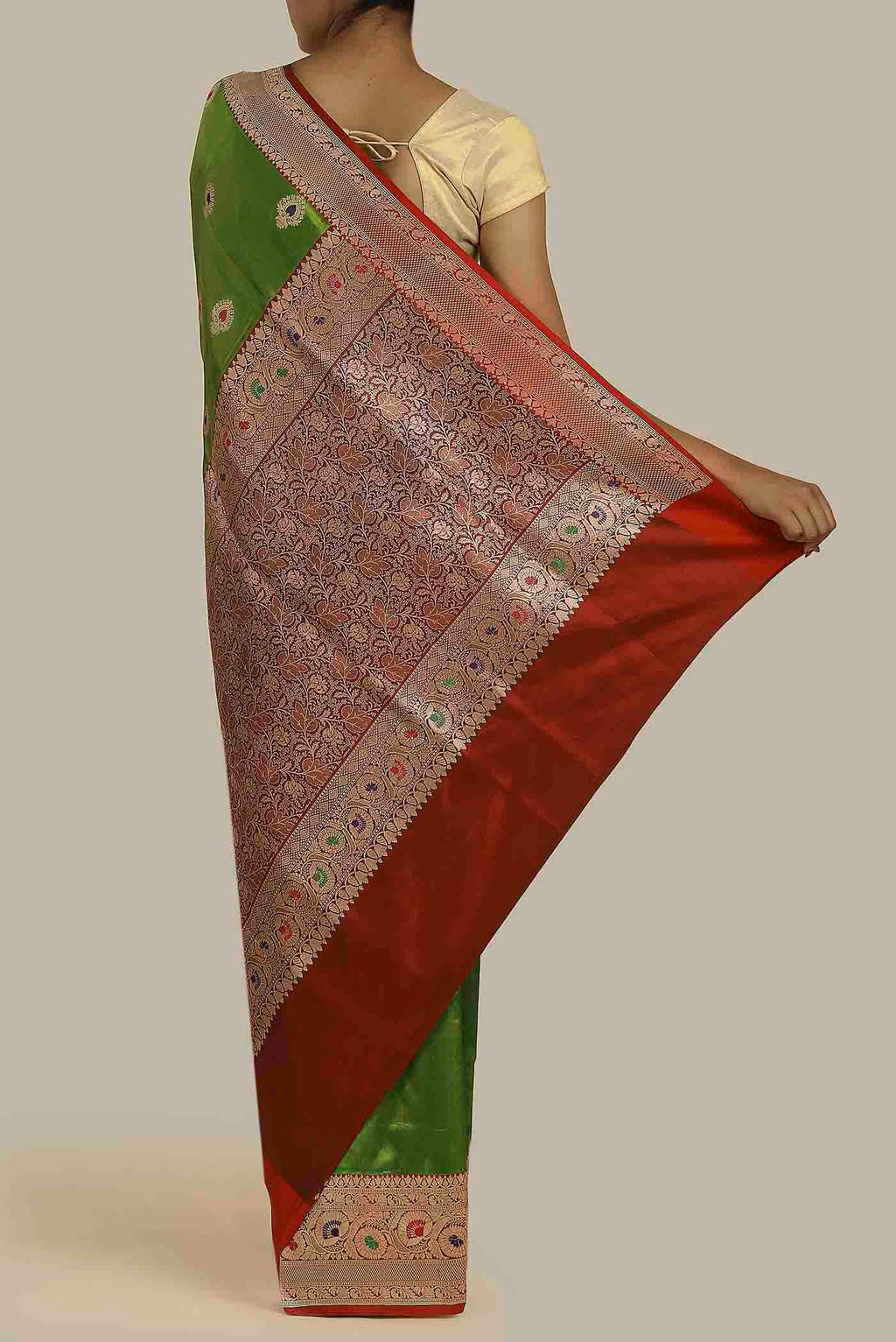 Green Banarasi Katan Silk Saree
