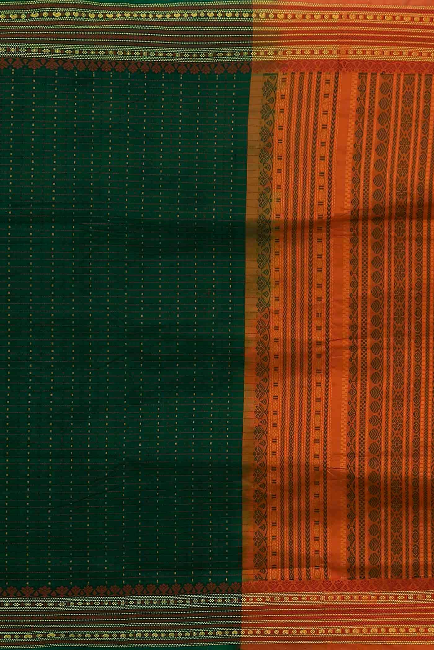 Green Blended Cotton Saree