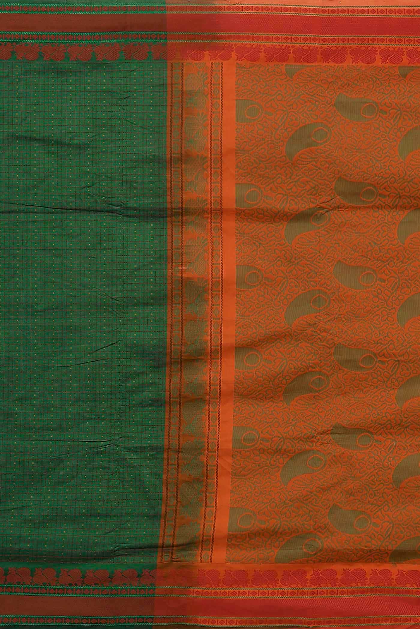 Green Blended Cotton Saree
