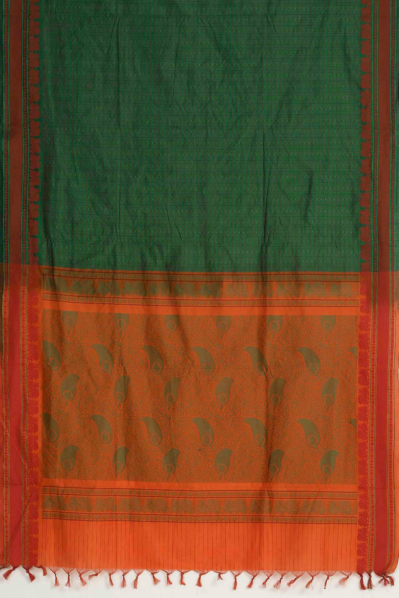 Green Blended Cotton Saree