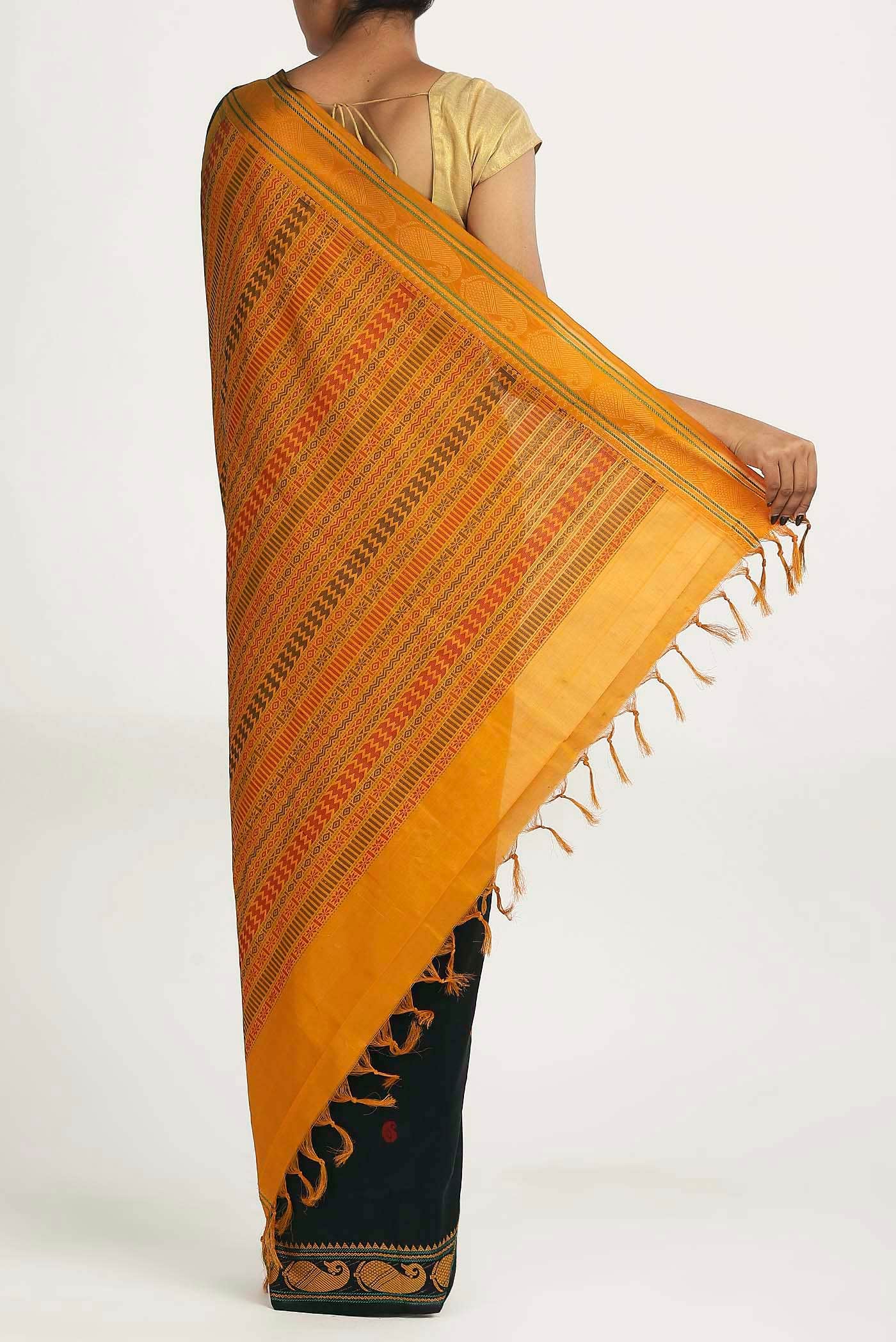 Black Blended Cotton Saree