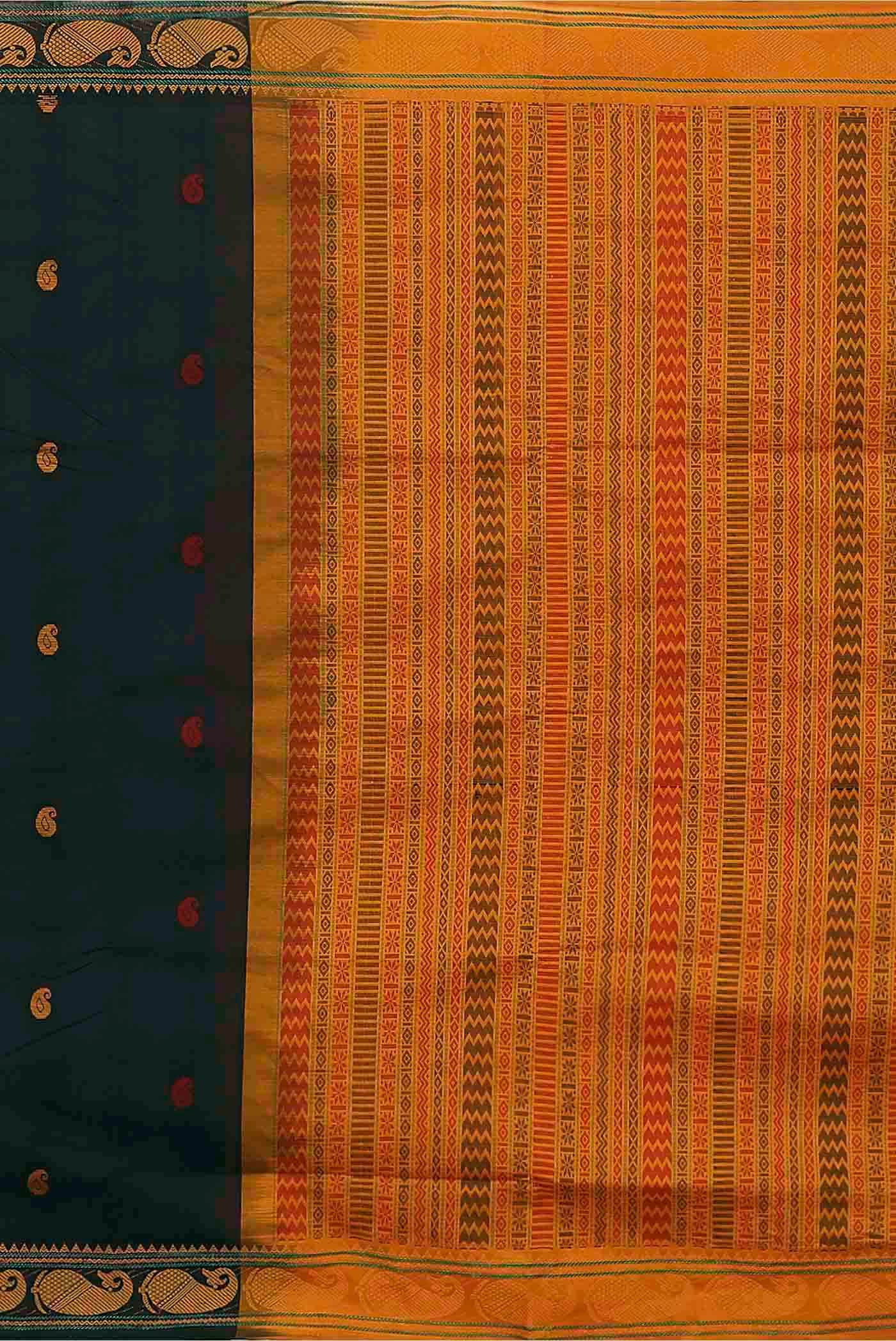 Black Blended Cotton Saree