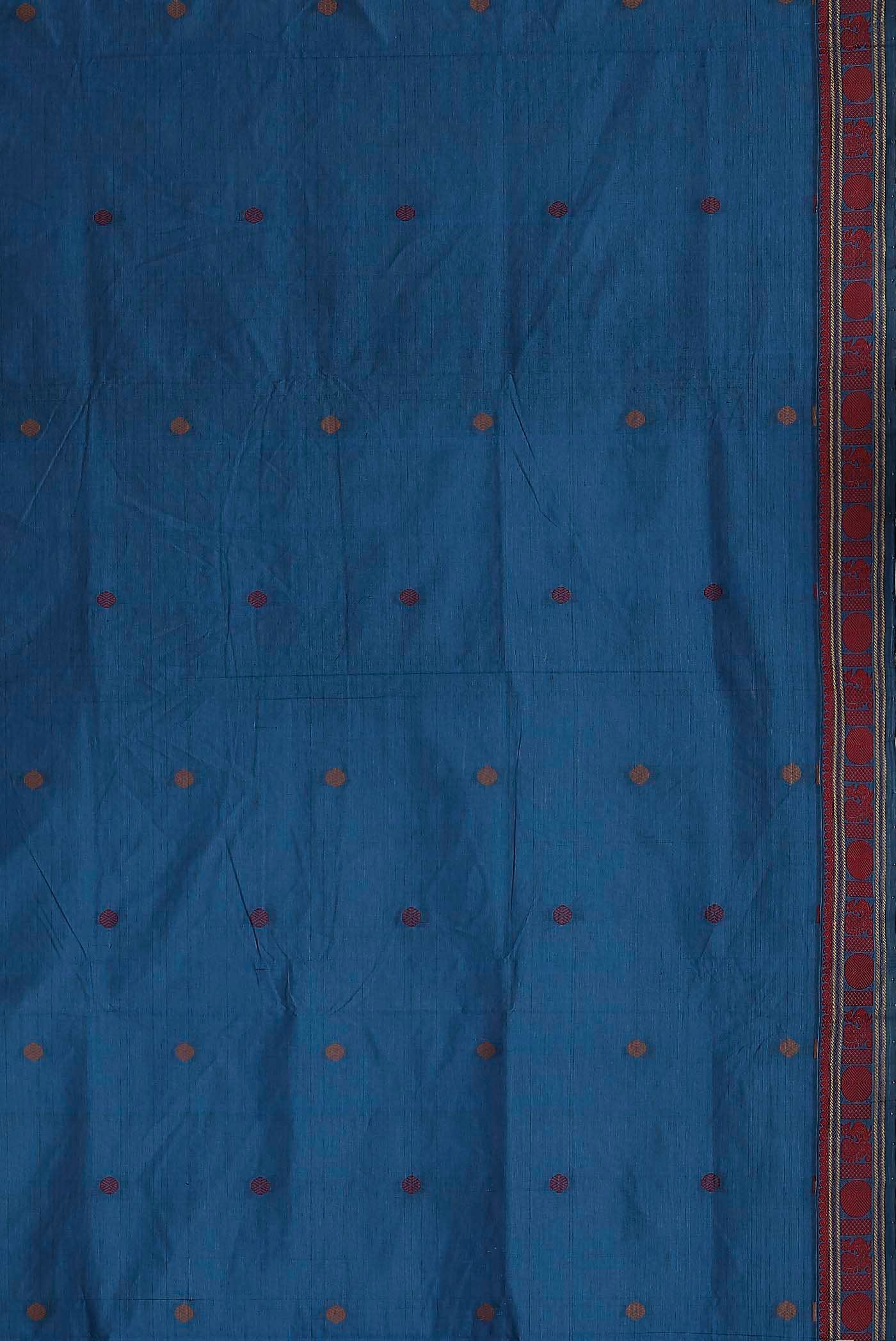 Blue Blended Cotton Saree