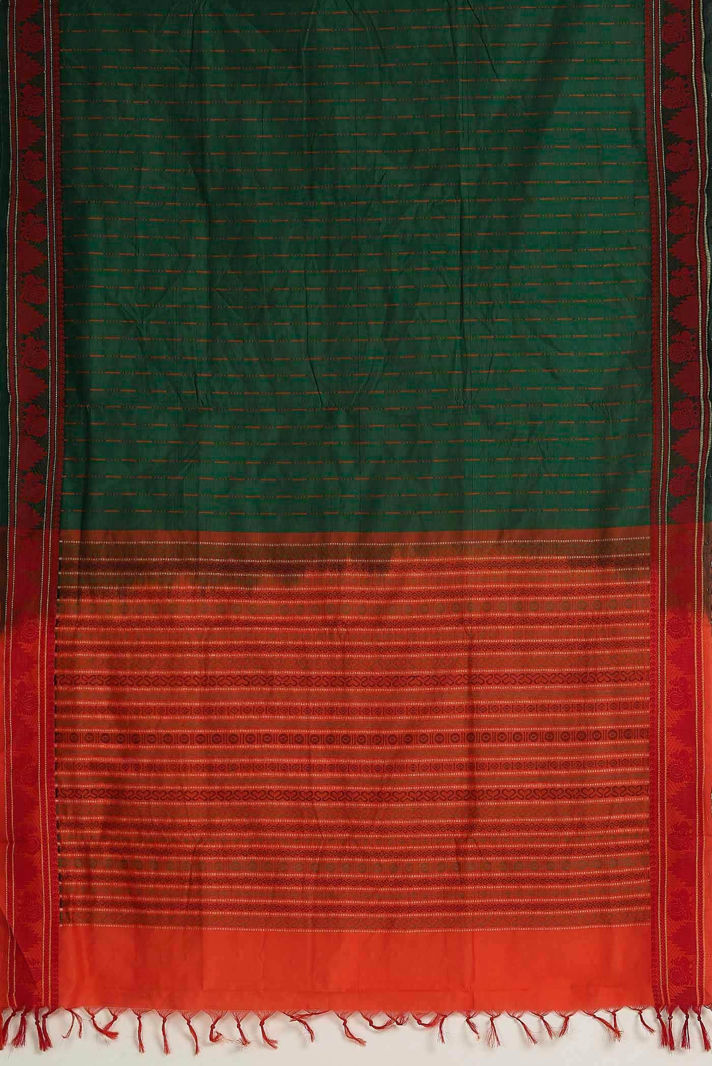 Green Blended Cotton Saree