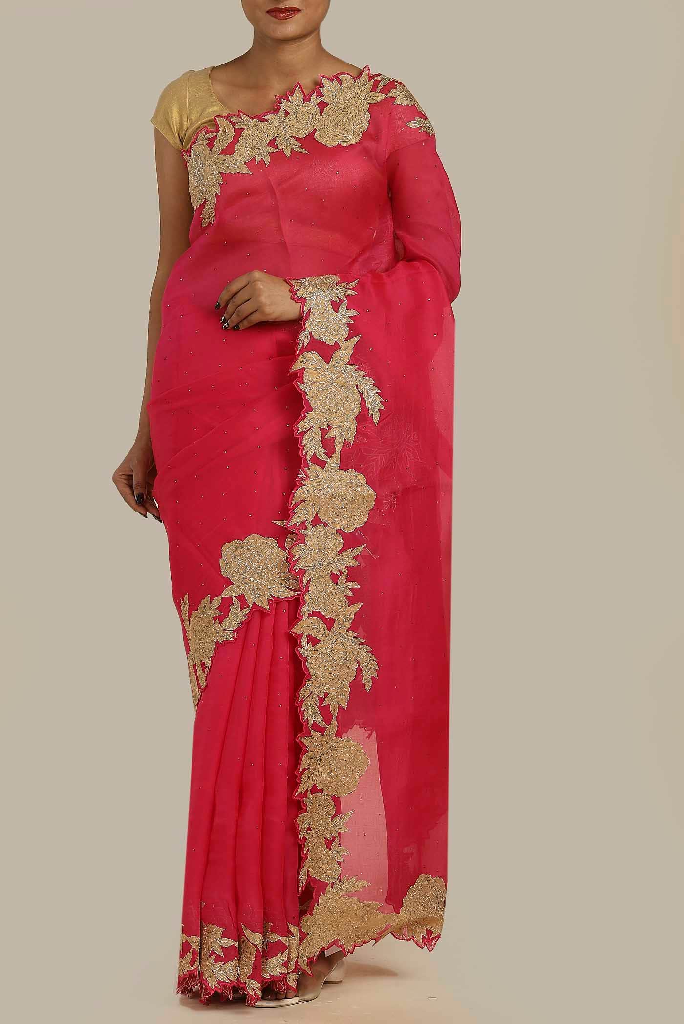 Red Organza Silk Saree