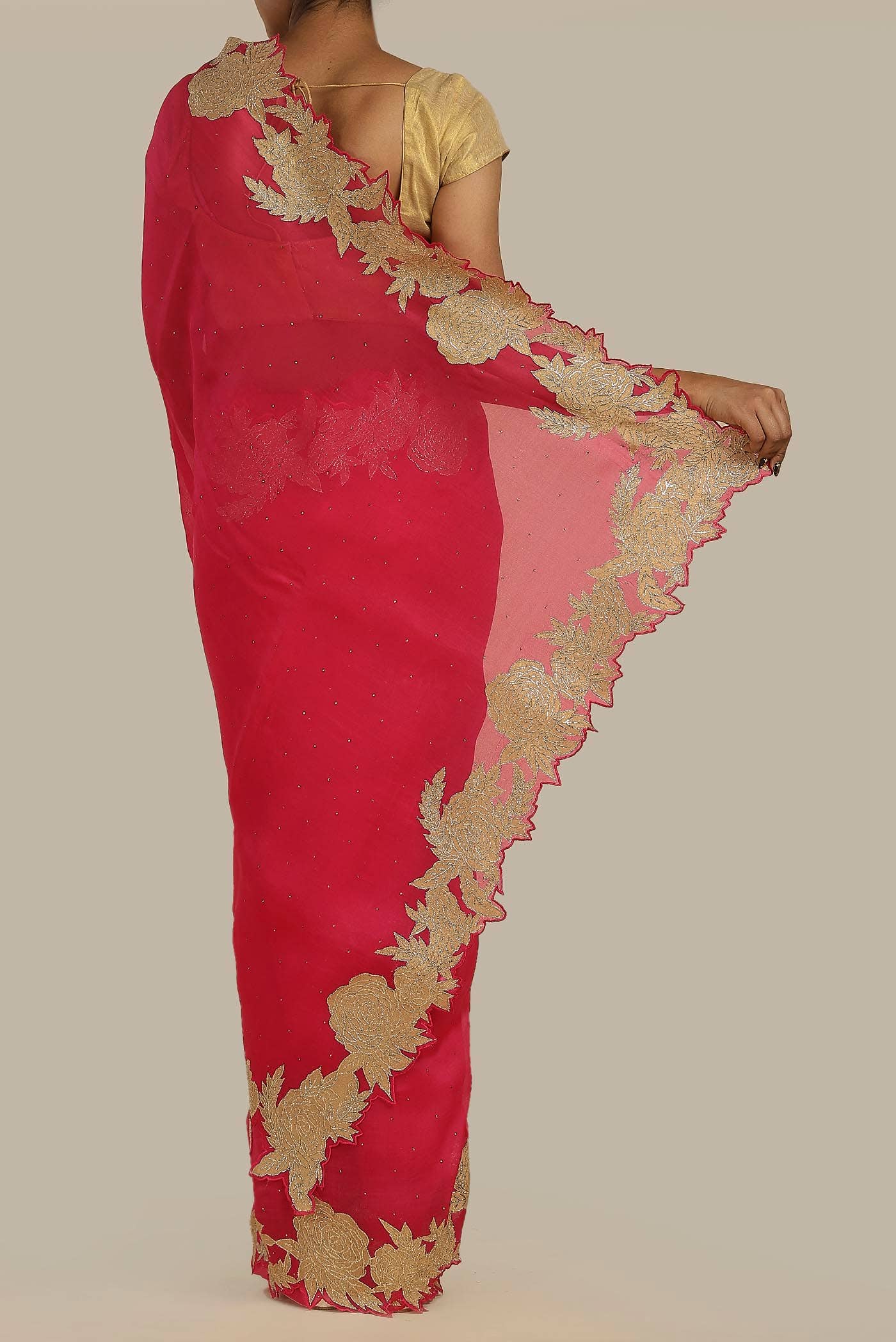 Red Organza Silk Saree