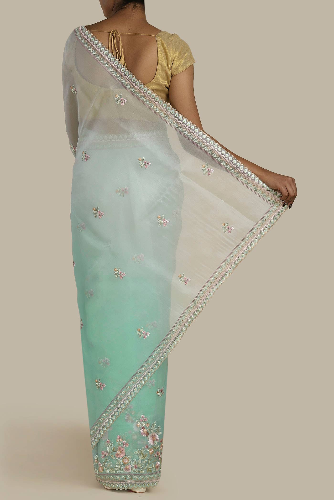 Green Organza Silk Saree