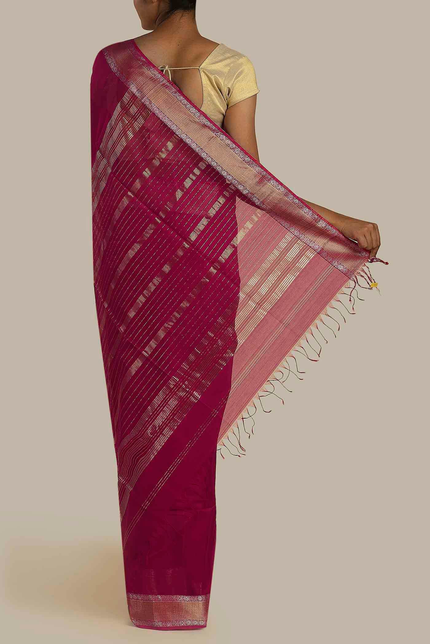 Pink Maheshwari Silk Cotton Saree