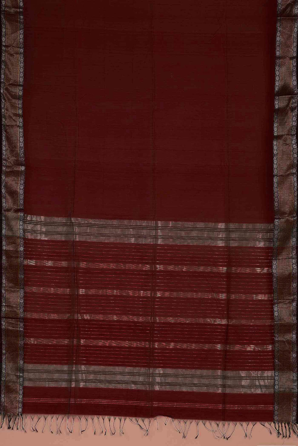 Maroon Maheshwari Silk Cotton Saree