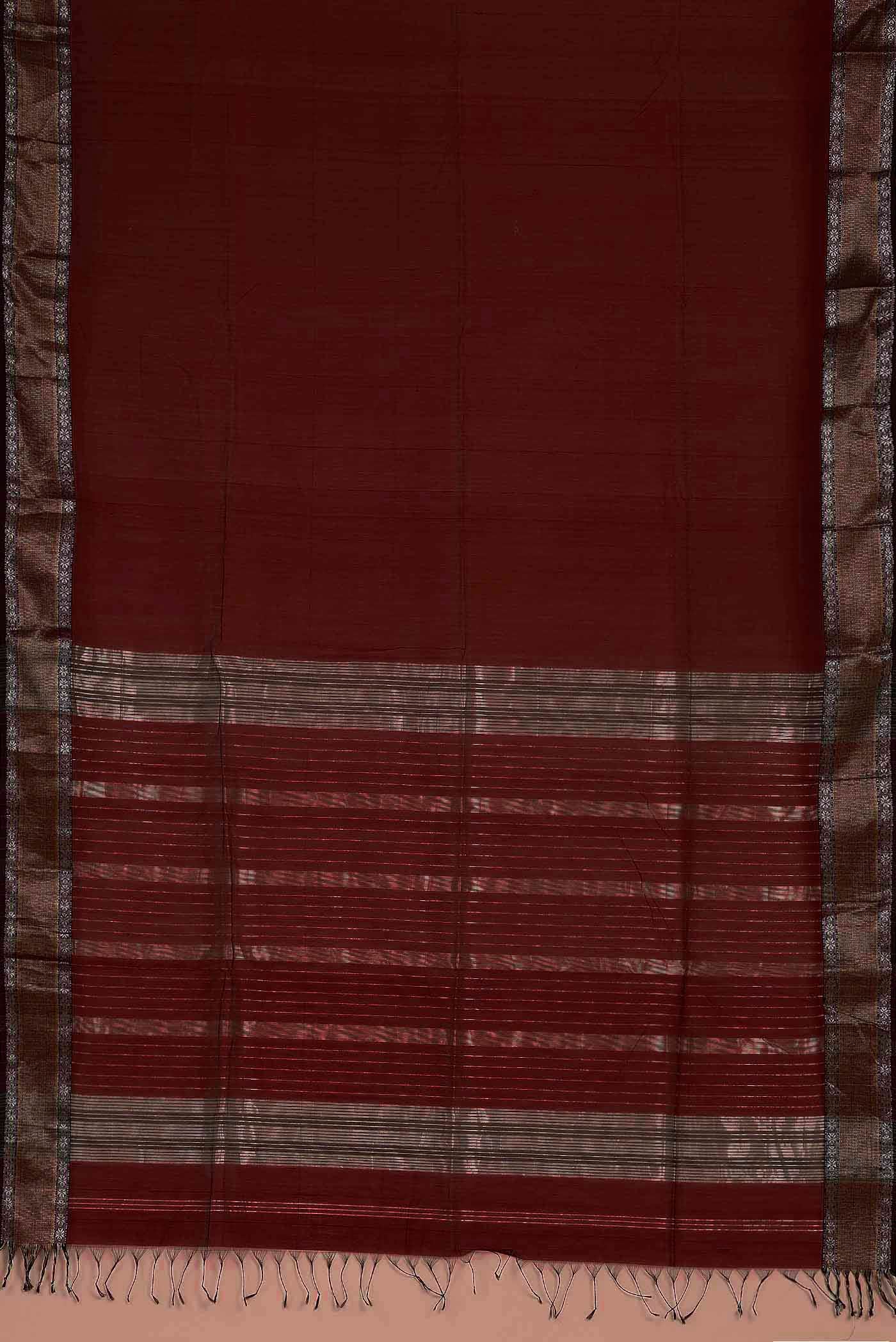 Maroon Maheshwari Silk Cotton Saree