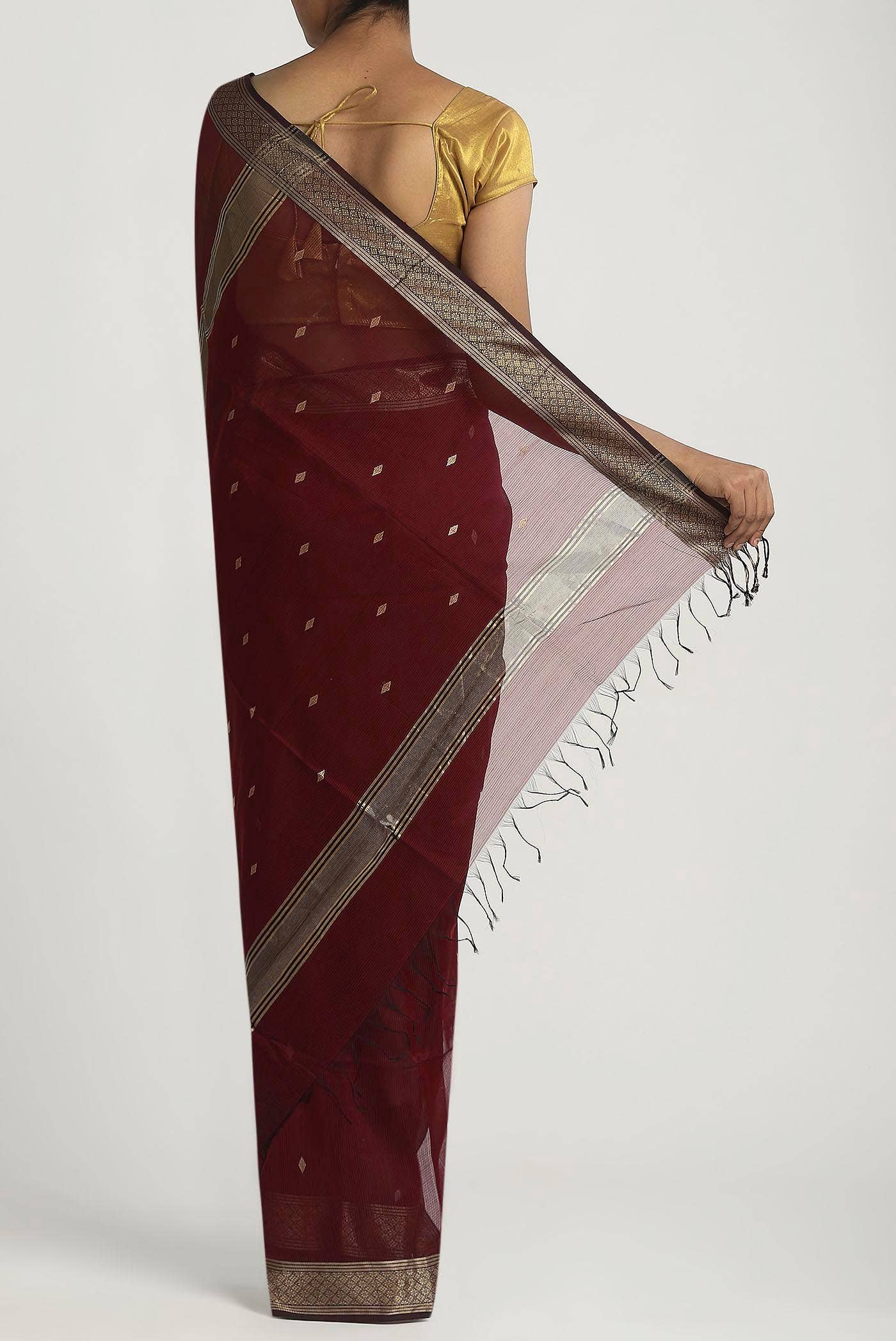 Maroon Maheshwari Silk Cotton Saree