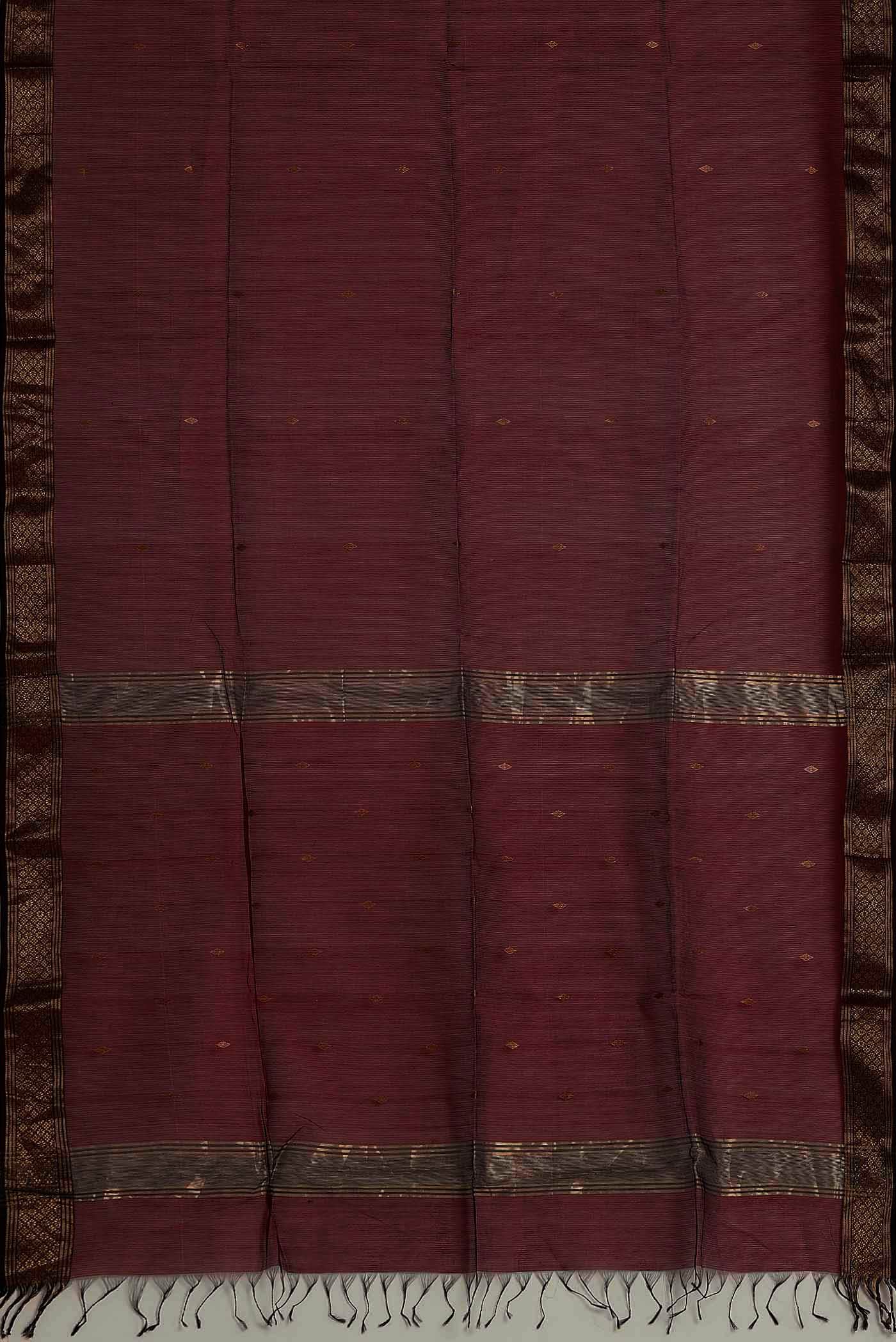 Maroon Maheshwari Silk Cotton Saree