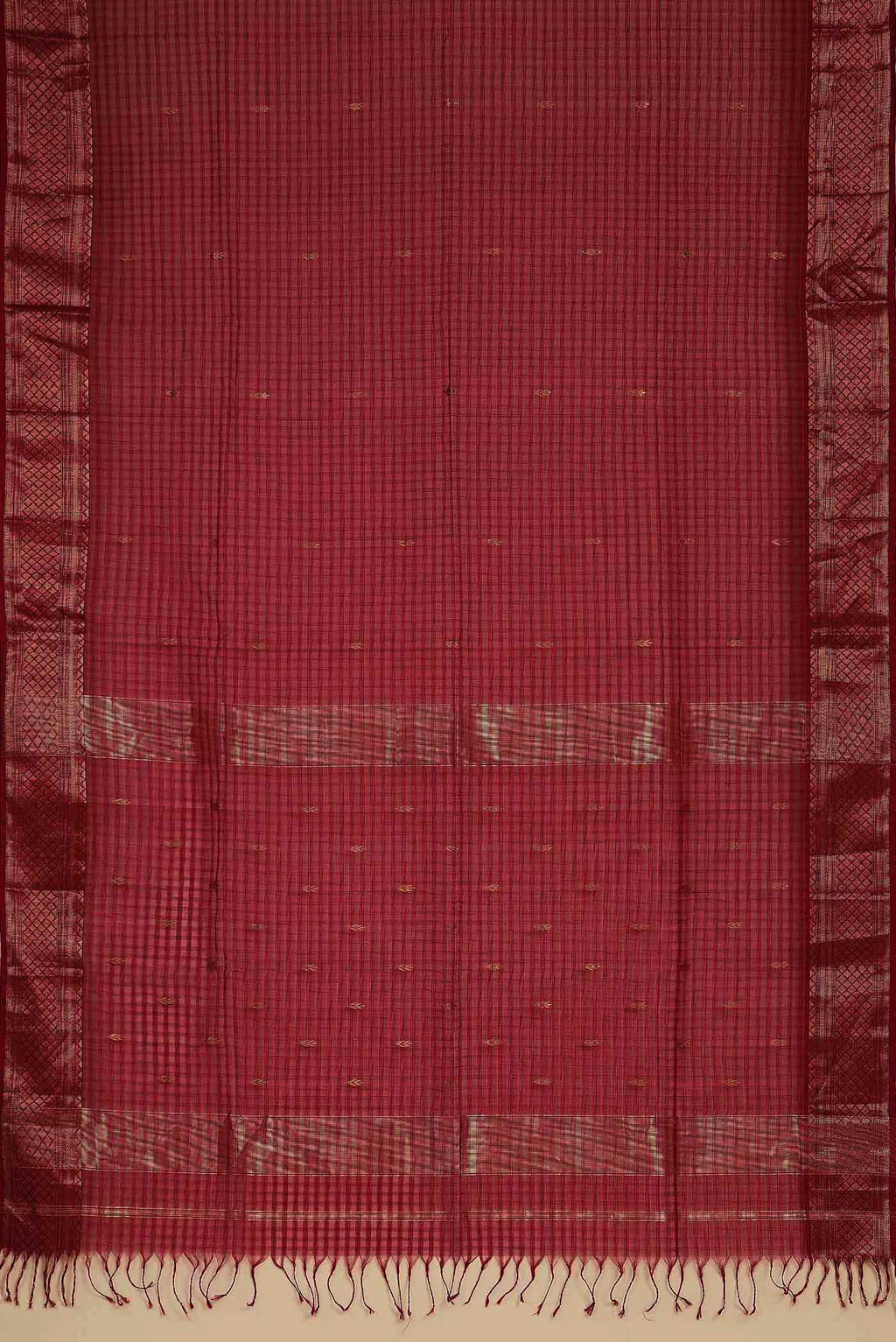 Red Maheshwari Silk Cotton Saree