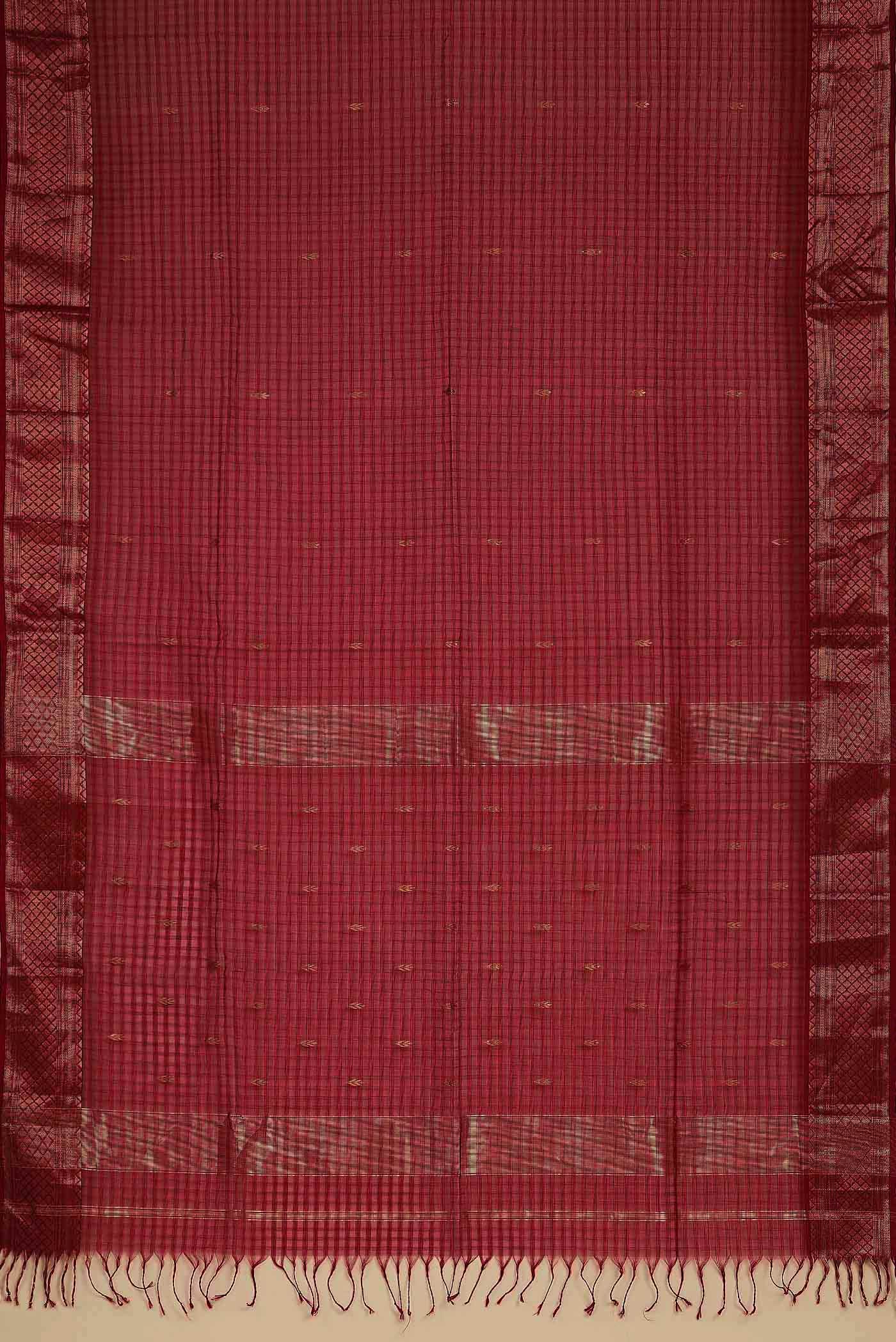 Red Maheshwari Silk Cotton Saree