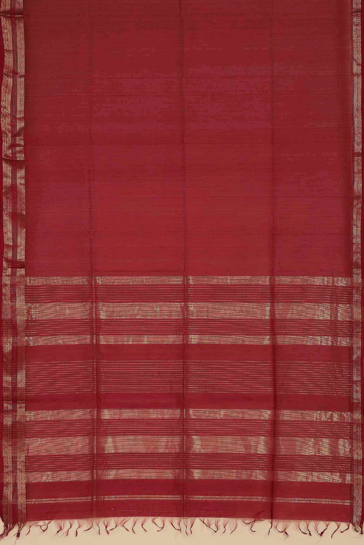 Rust Maheshwari Silk Cotton Saree