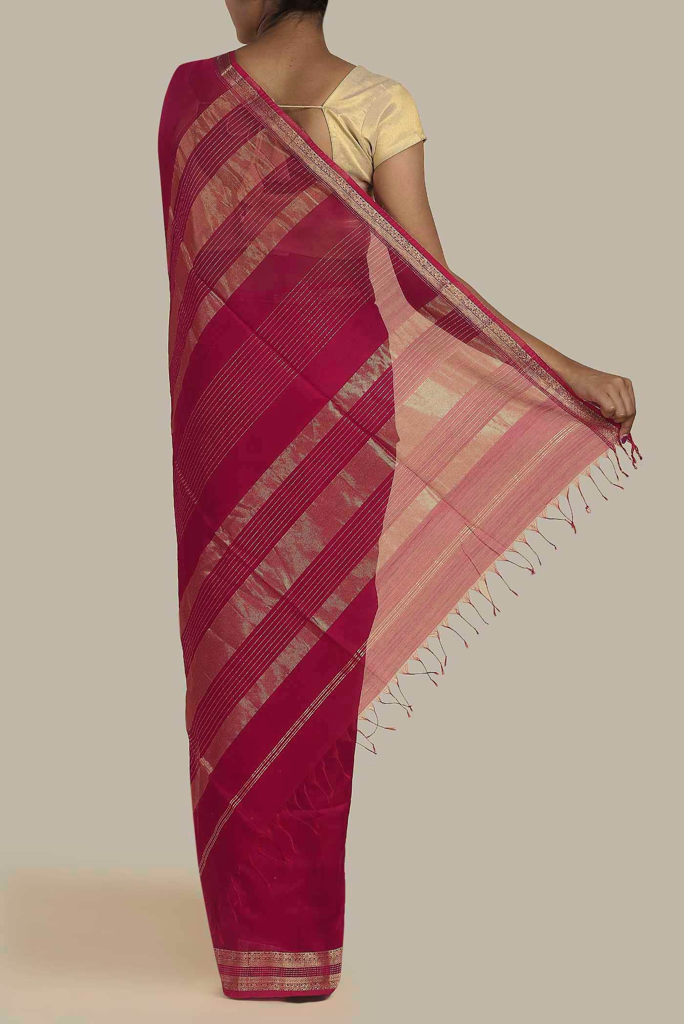 Pink Maheshwari Silk Cotton Saree