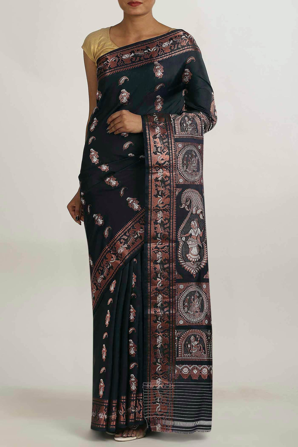 Black Gadwal Silk Saree