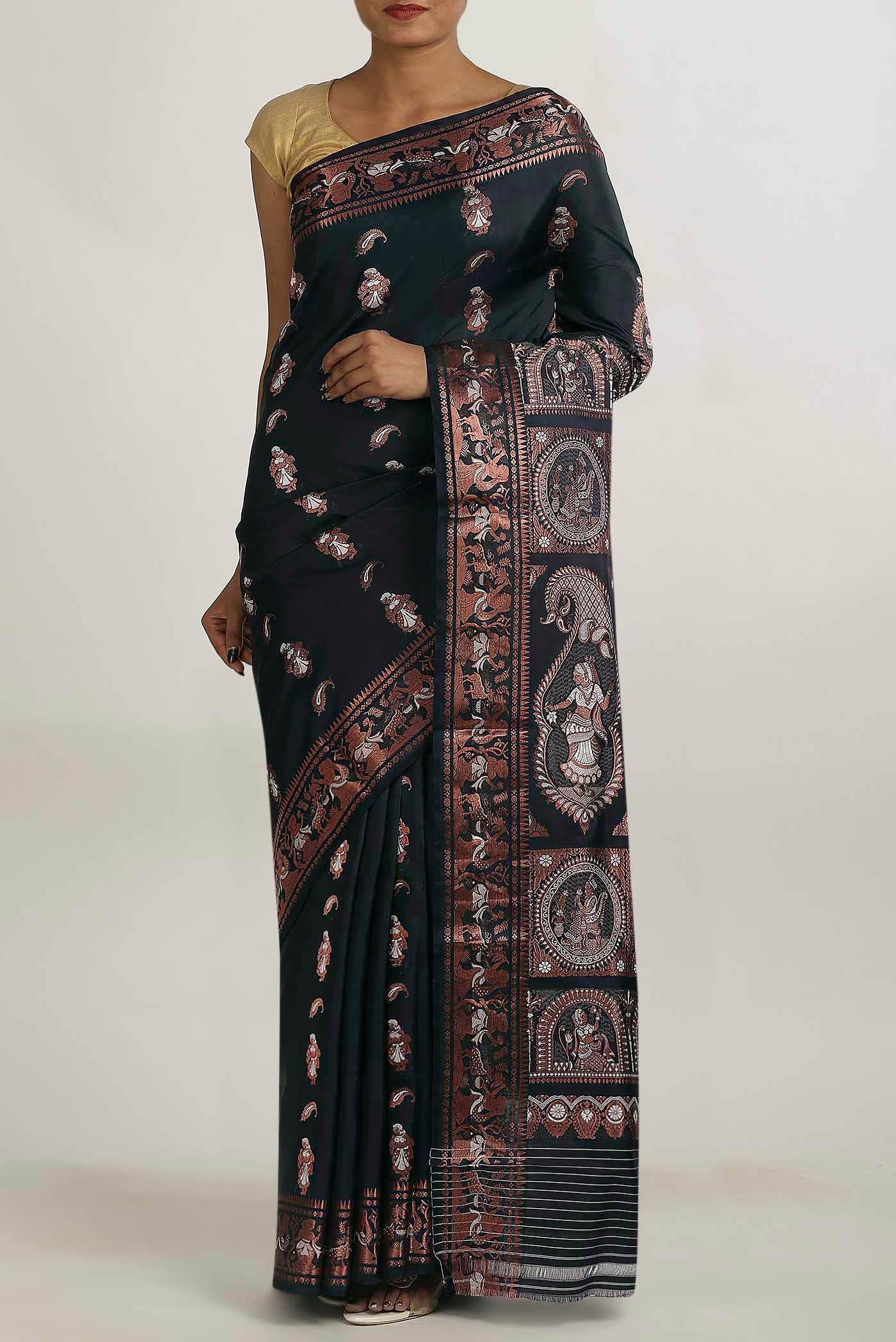 Black Gadwal Silk Saree