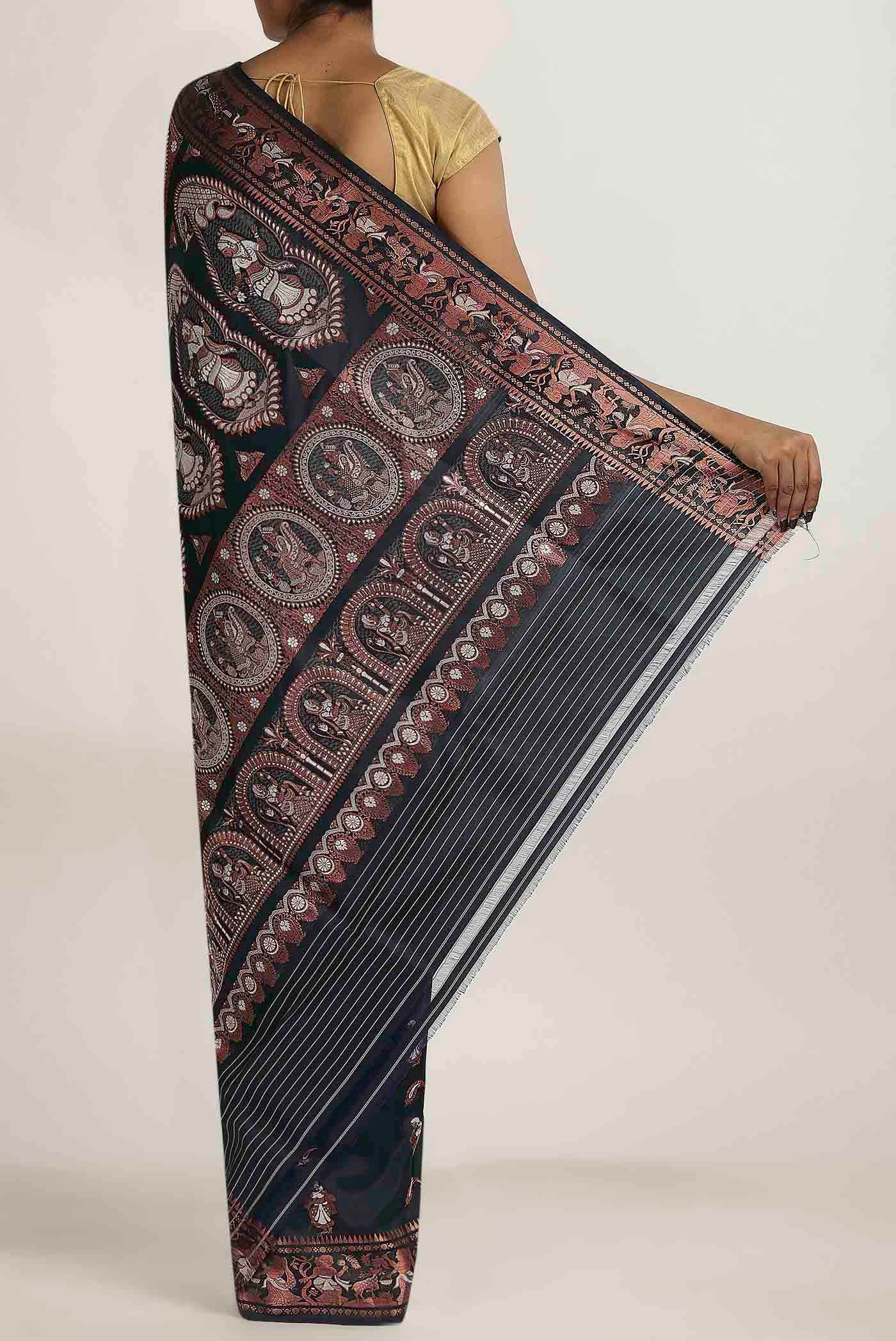 Black Gadwal Silk Saree