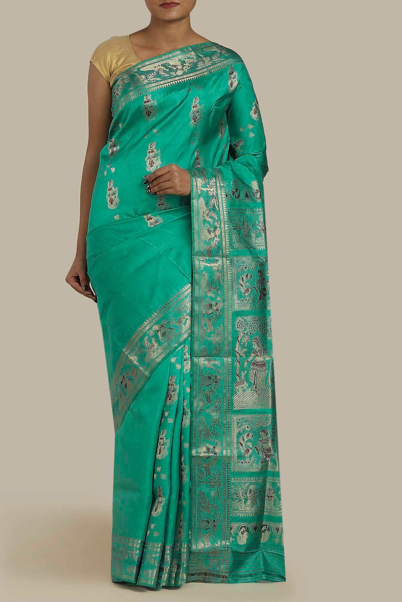 Green Baluchari Silk Saree