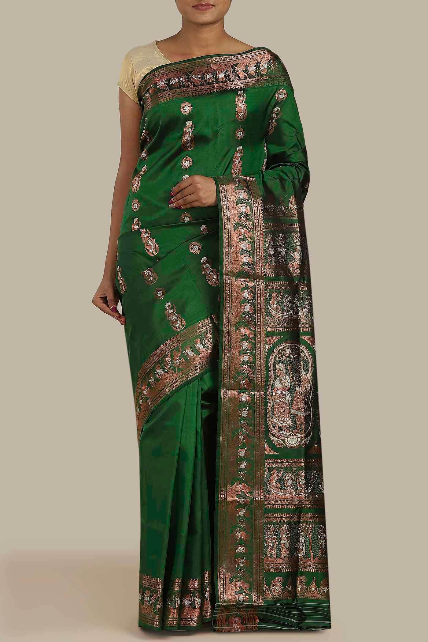 Green Baluchari Silk Saree
