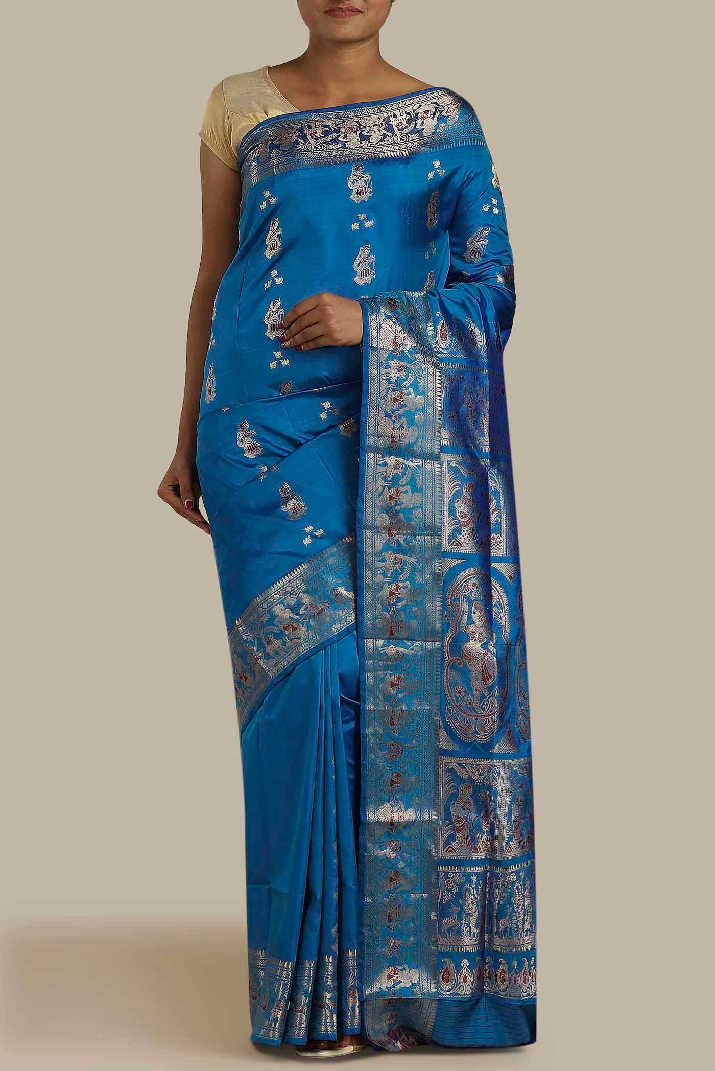 Blue Baluchari Silk Saree