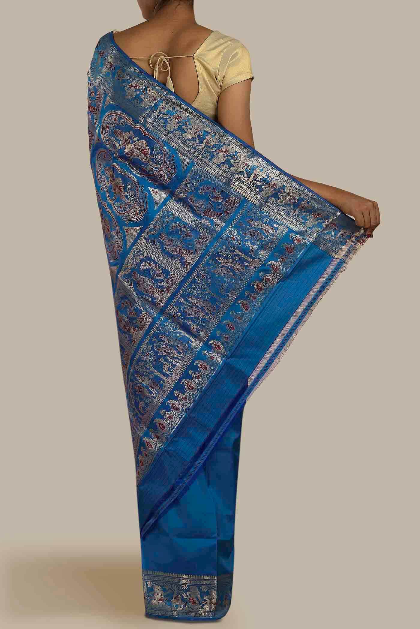 Blue Baluchari Silk Saree