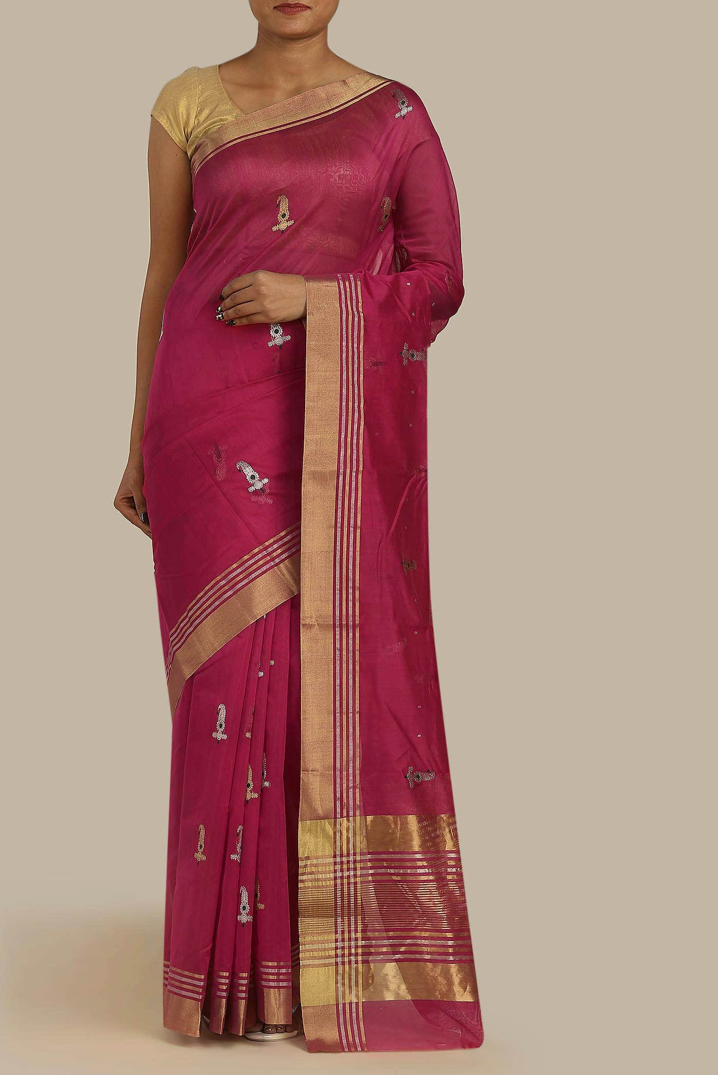 Pink Chanderi Silk Cotton Saree
