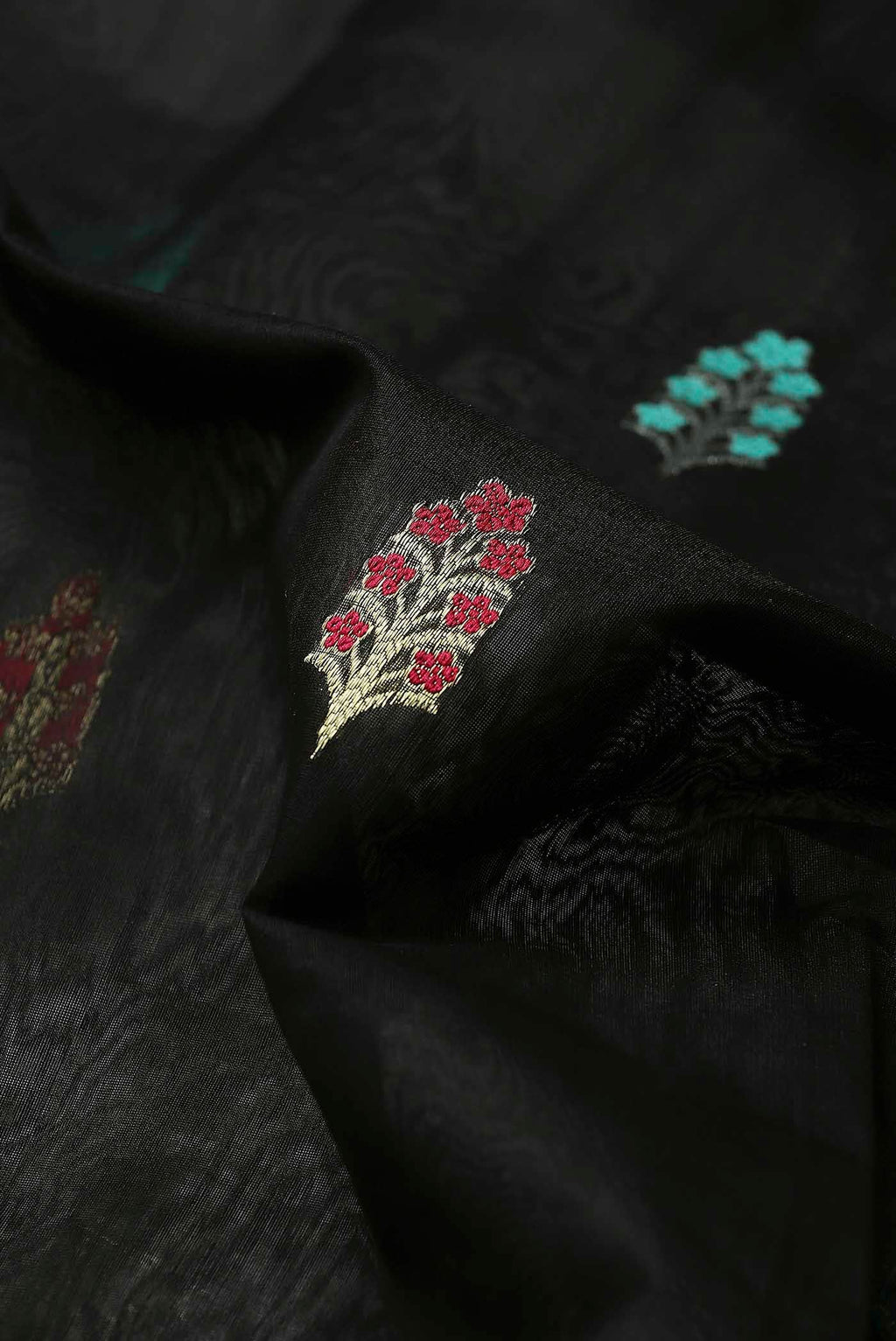 Black Chanderi Silk Cotton Saree