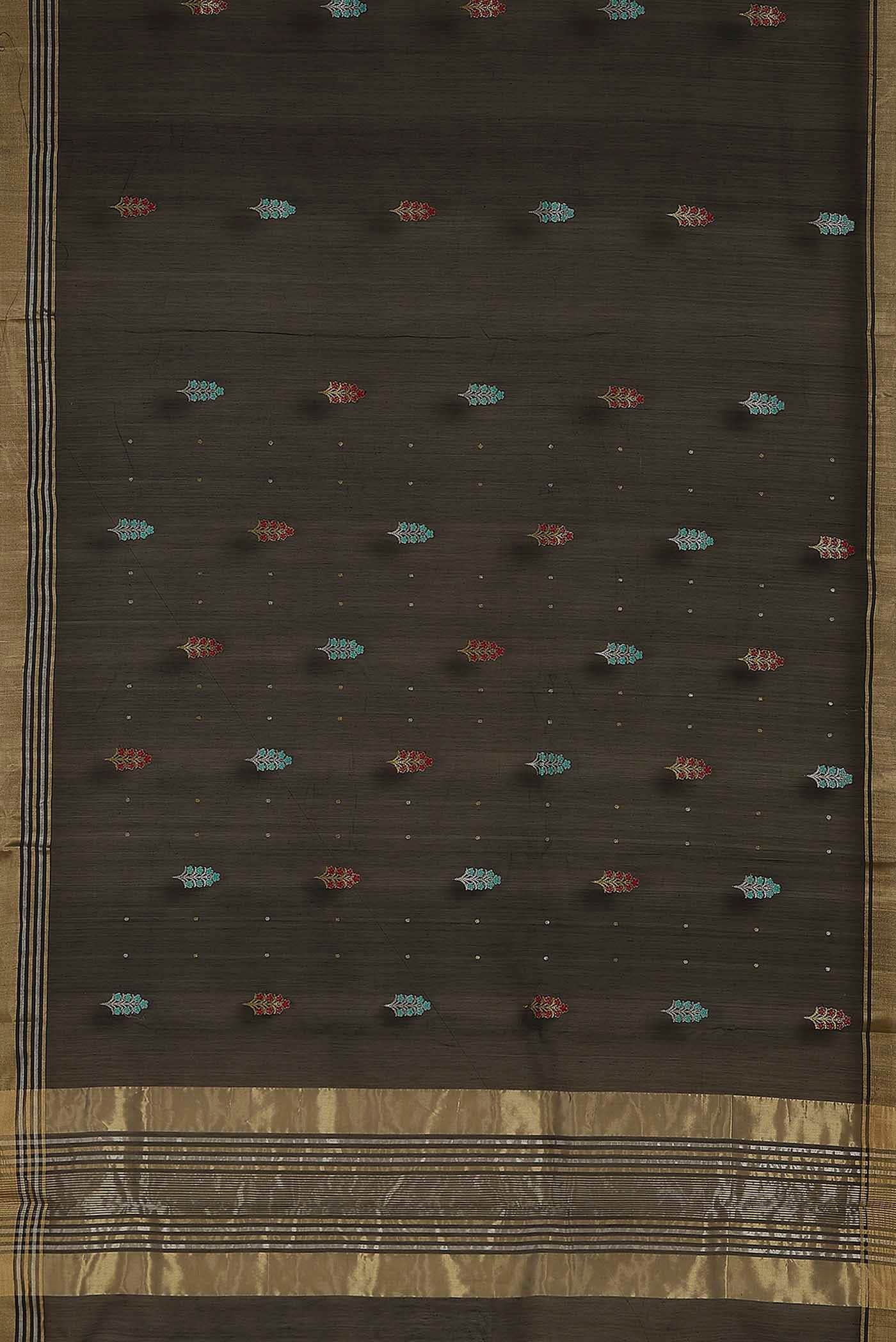 Black Chanderi Silk Cotton Saree