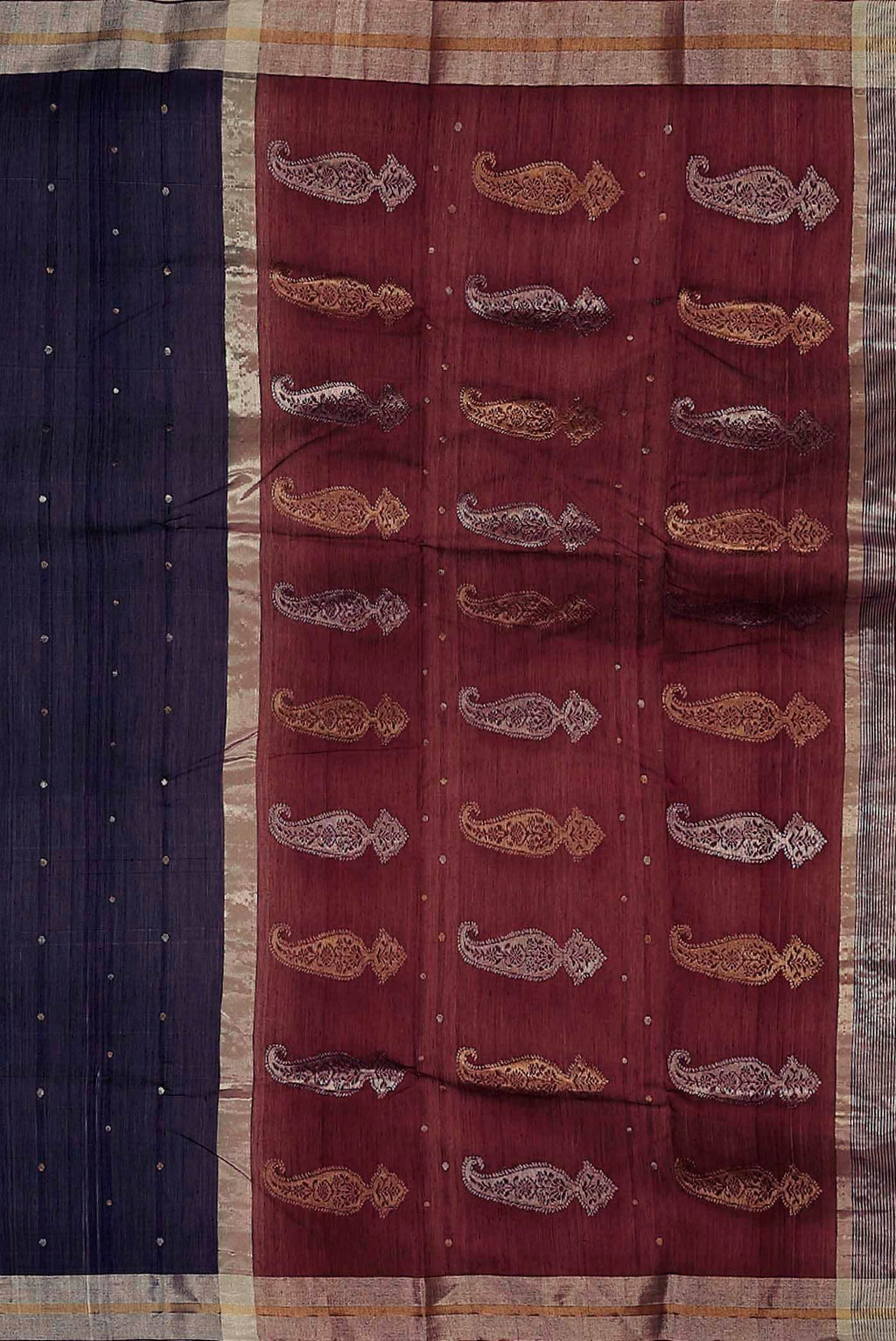 Navy Blue Chanderi Silk Cotton Saree