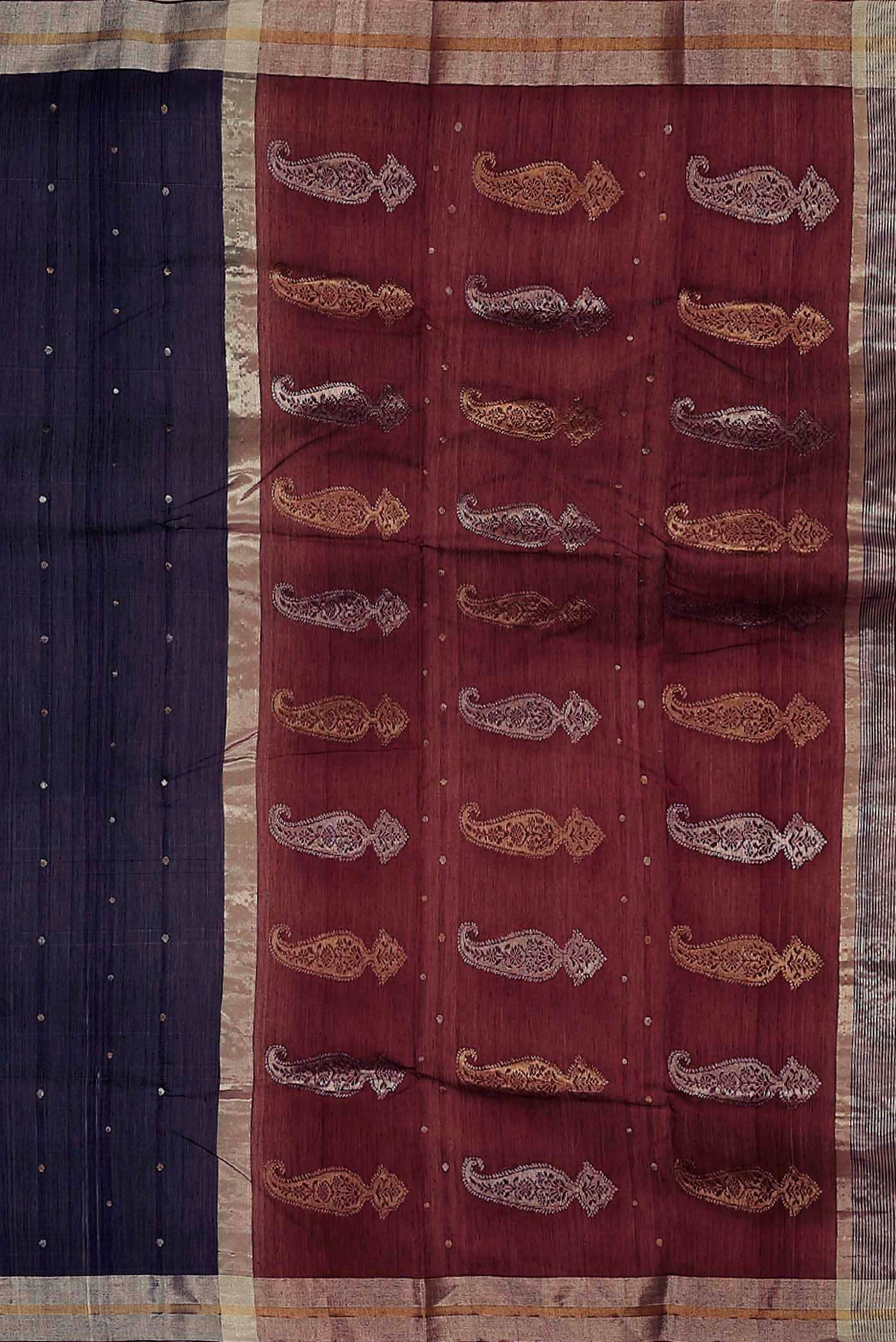 Navy Blue Chanderi Silk Cotton Saree