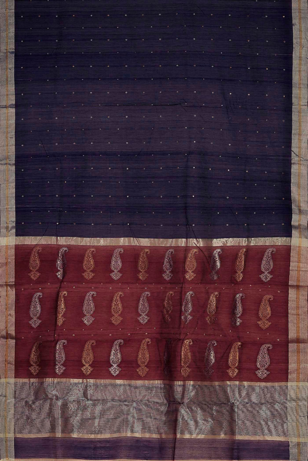 Navy Blue Chanderi Silk Cotton Saree