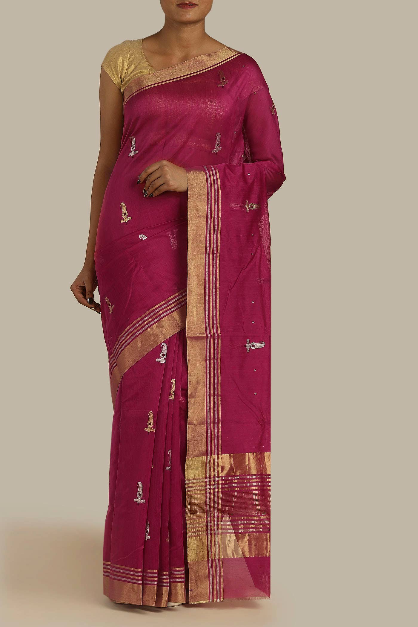 Pink Chanderi Silk Cotton Saree