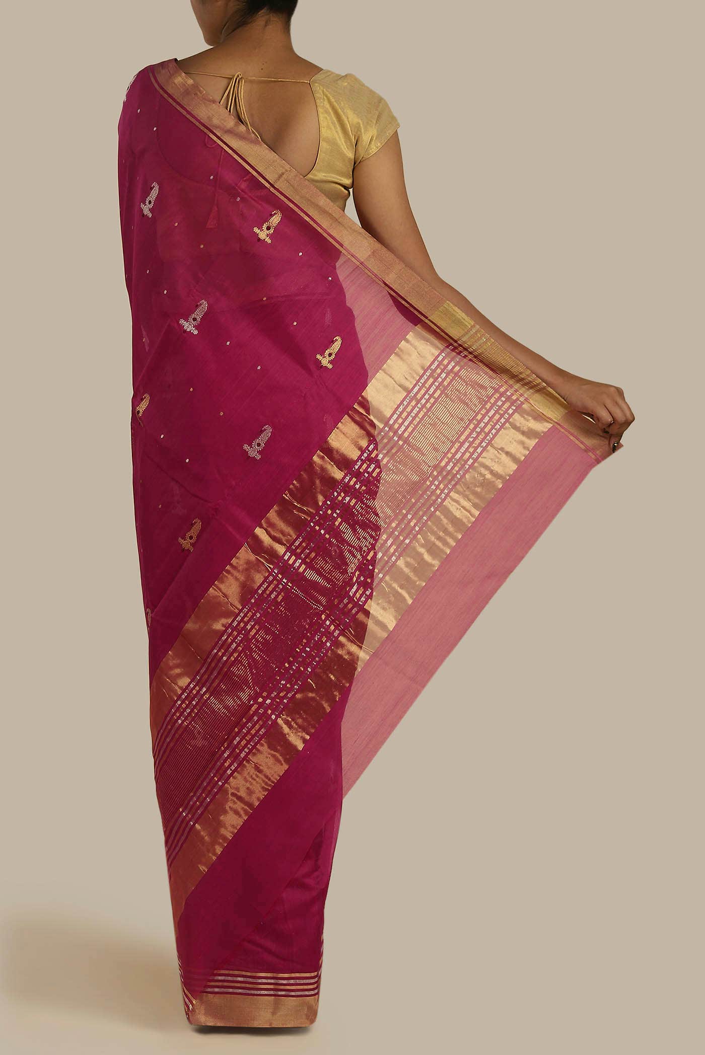 Pink Chanderi Silk Cotton Saree